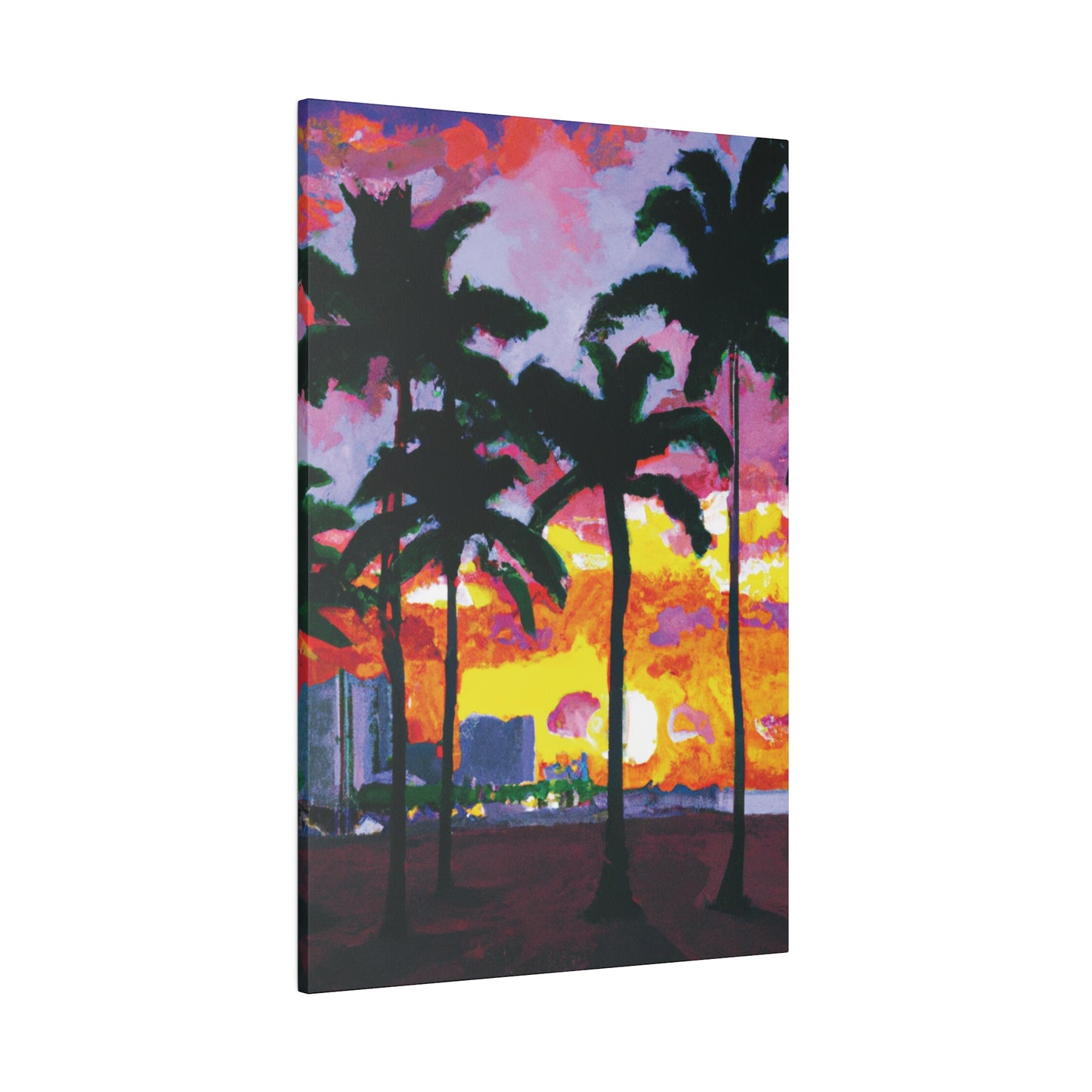6342T - Miami Beach Sunset Painting Print | Miami | Beach | Sunset | Poster | Home Decor | Wall Art | Canvas