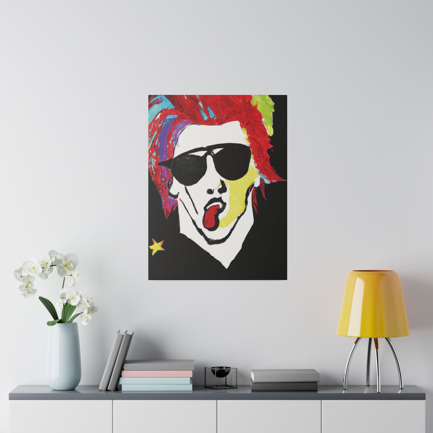 7799D - Rockstar Painting Print | Face | Abstract | Poster | Home Decor | Wall Art | Music Art | Canvas