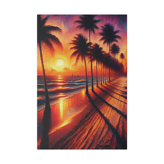 7132Q - miami beach art, sunset background, ocean art work, beach art work, sunset designs, miami beach painting, miami beach print