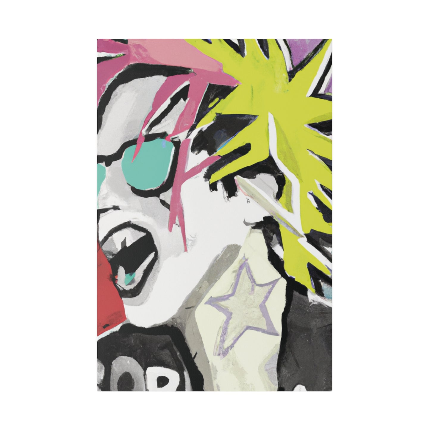9589K - Rockstar Painting Print | Face | Abstract | Poster | Home Decor | Wall Art | Music Art | Canvas