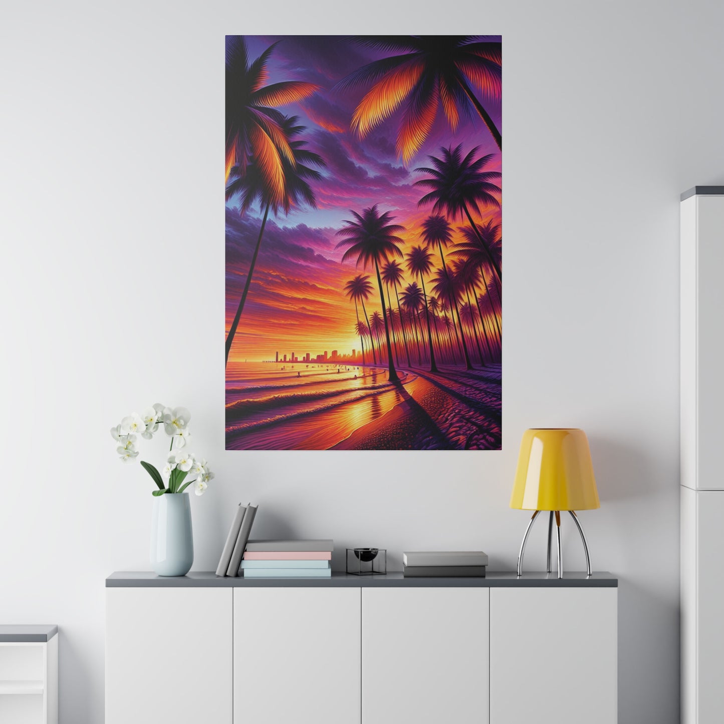 7329E - miami beach art, sunset background, ocean art work, beach art work, sunset designs, miami beach painting, miami beach print