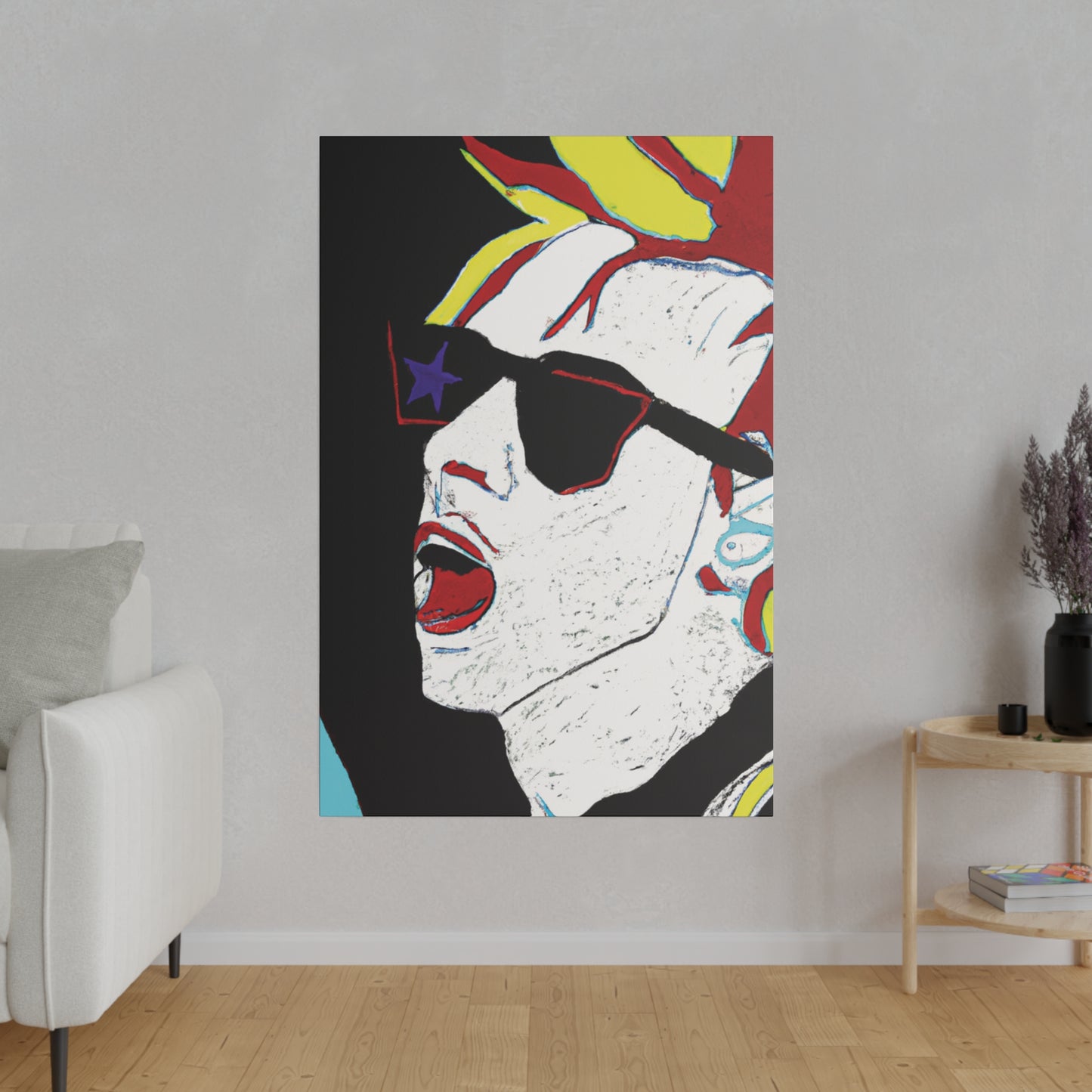 1889X - Rockstar Painting Print | Face | Abstract | Poster | Home Decor | Wall Art | Music Art | Canvas