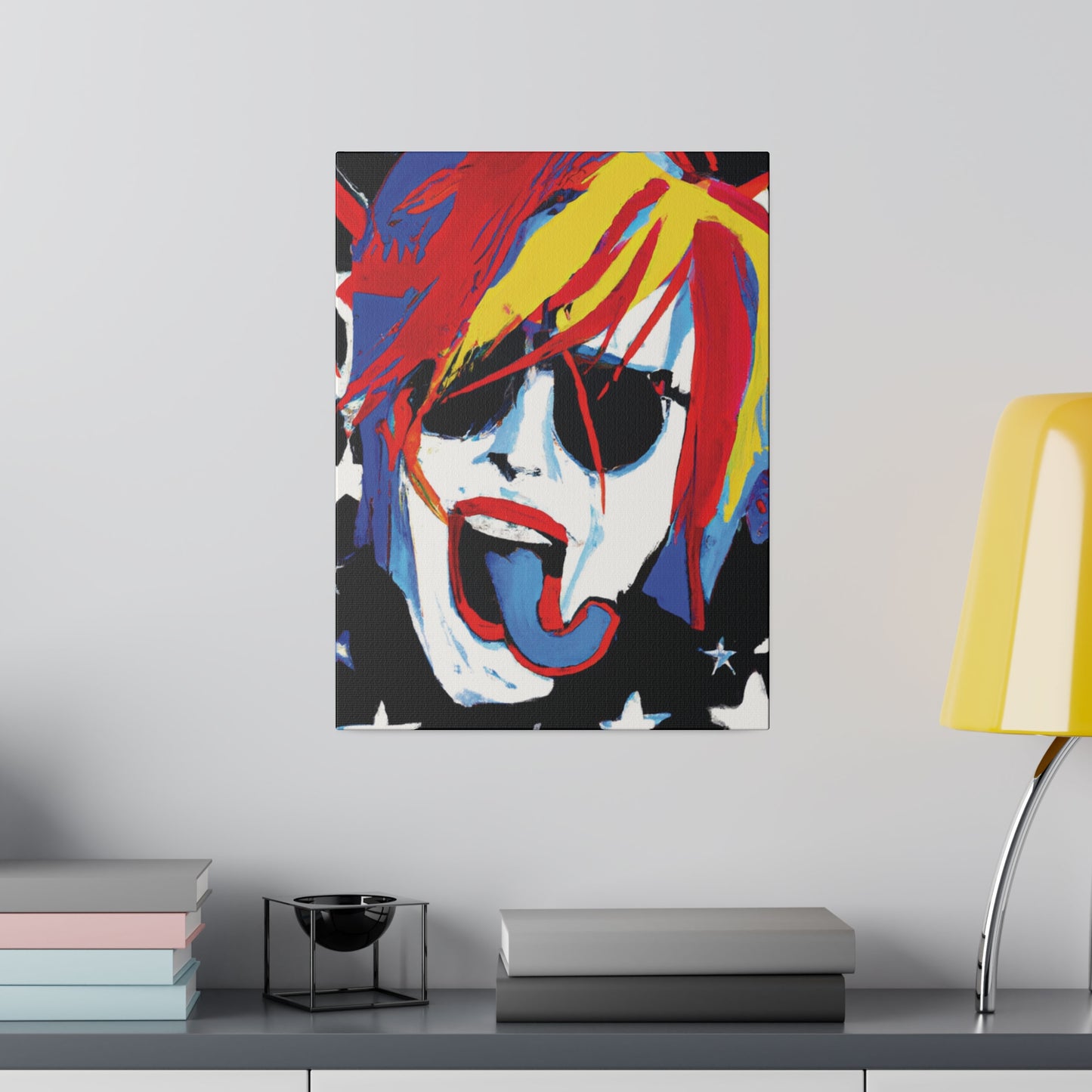 5376Y - Rockstar Painting Print | Face | Abstract | Poster | Home Decor | Wall Art | Music Art | Canvas