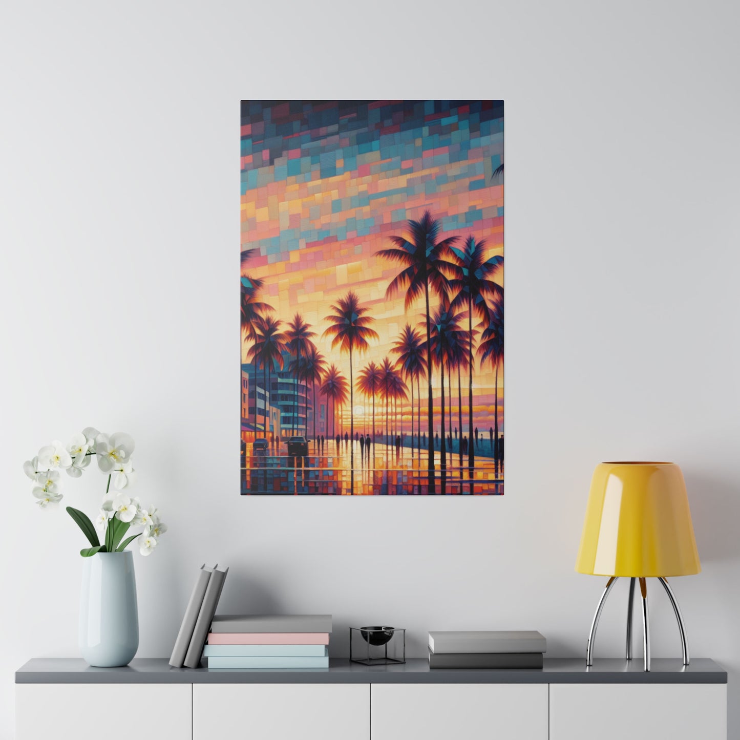 8263Z - miami beach art, sunset background, ocean art work, beach art work, sunset designs, miami beach painting, miami beach print