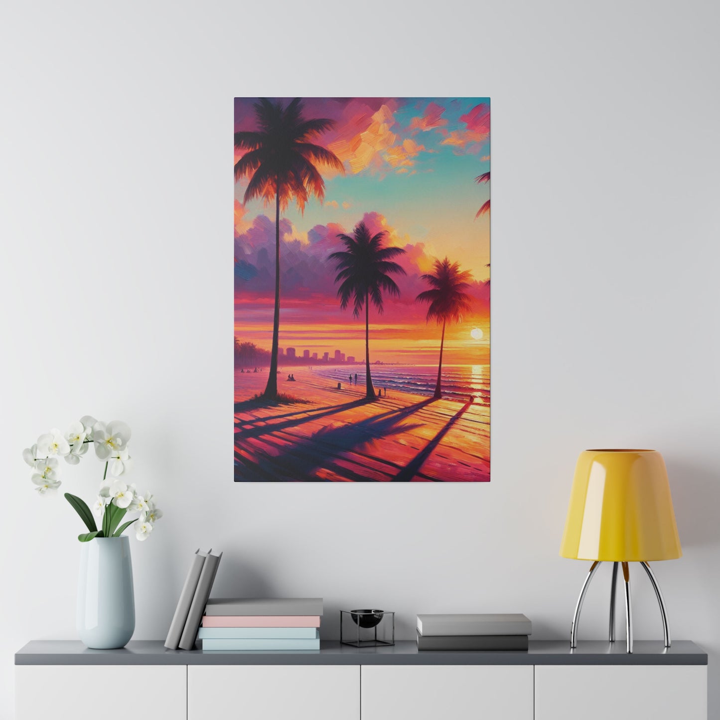 3796Q - miami beach art, sunset background, ocean art work, beach art work, sunset designs, miami beach painting, miami beach print