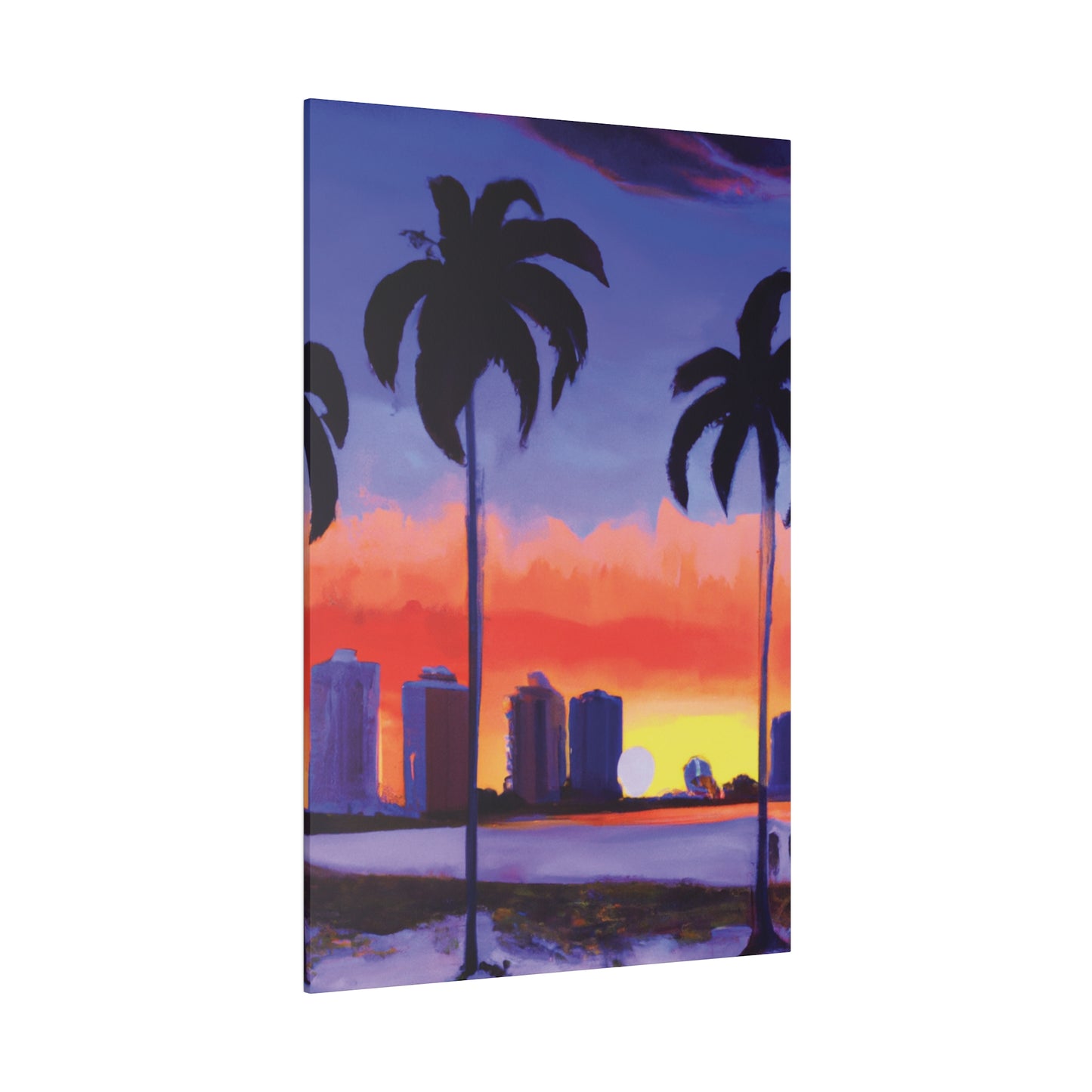 6829T - Miami Beach Sunset Painting Print | Miami | Beach | Sunset | Poster | Home Decor | Wall Art | Canvas