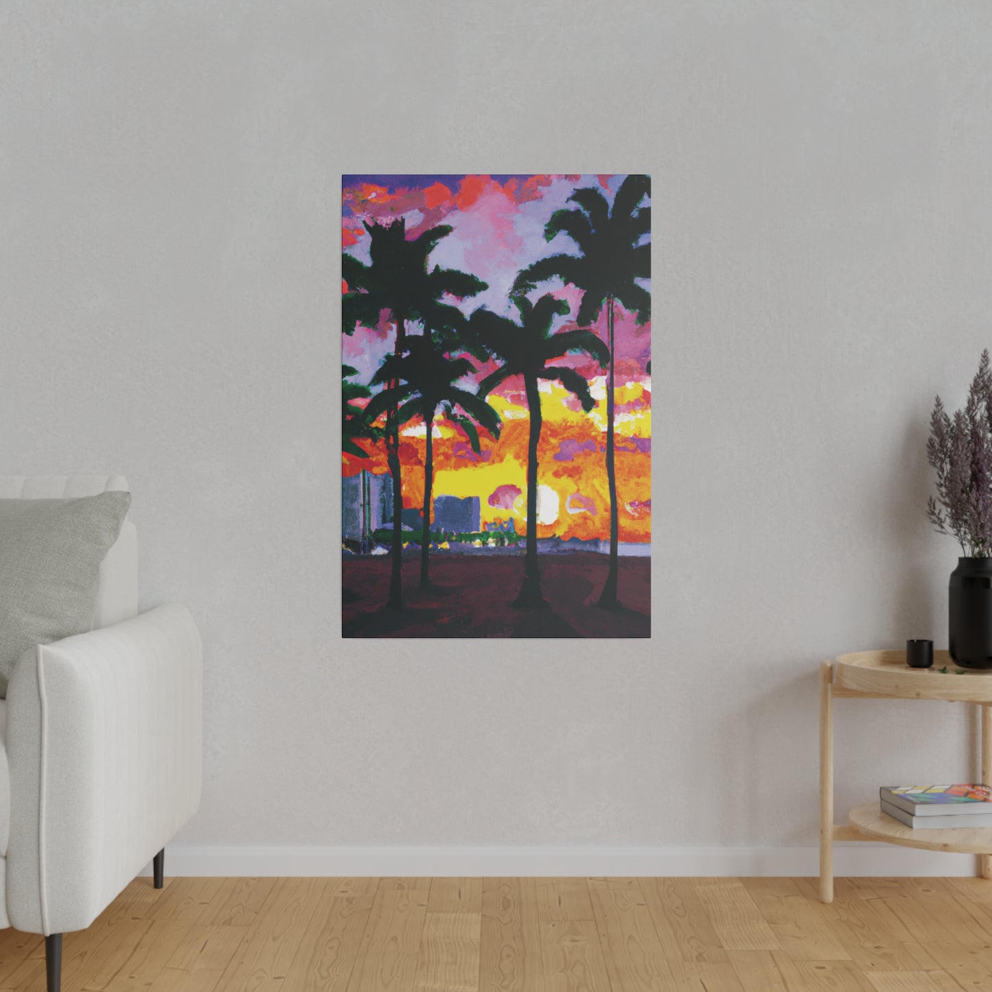 6342T - Miami Beach Sunset Painting Print | Miami | Beach | Sunset | Poster | Home Decor | Wall Art | Canvas