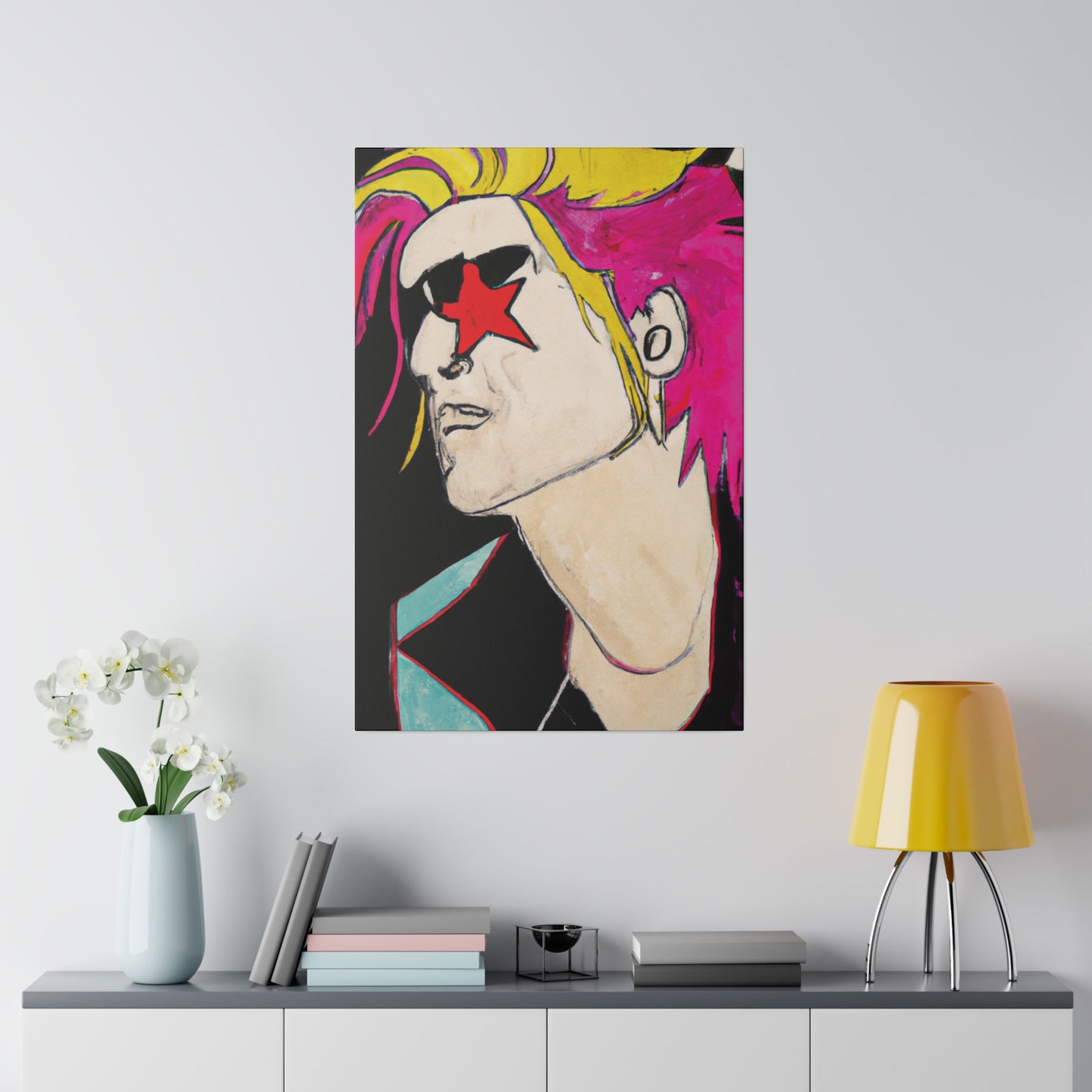 1845V - Rockstar Painting Print | Face | Abstract | Poster | Home Decor | Wall Art | Music Art | Canvas