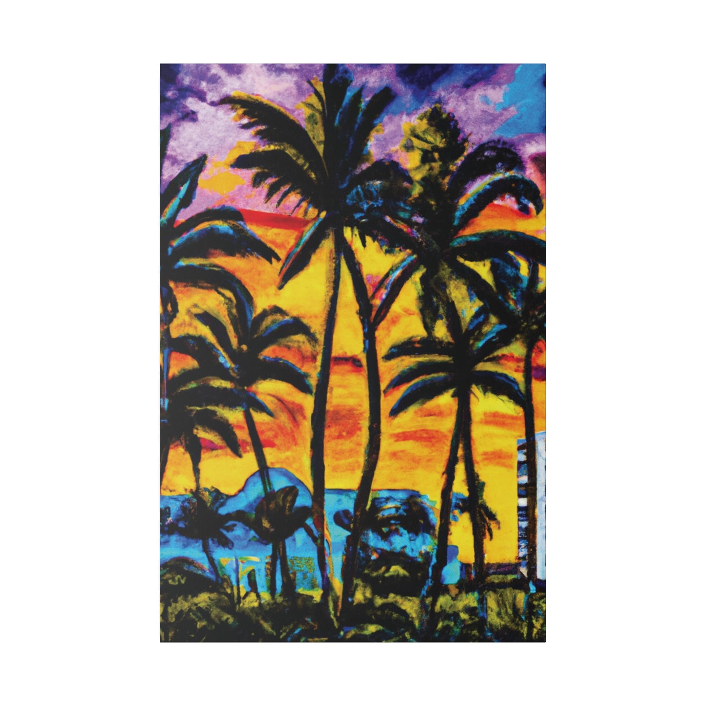 5378U - Miami Beach Sunset Painting Print | Miami | Beach | Sunset | Poster | Home Decor | Wall Art | Canvas