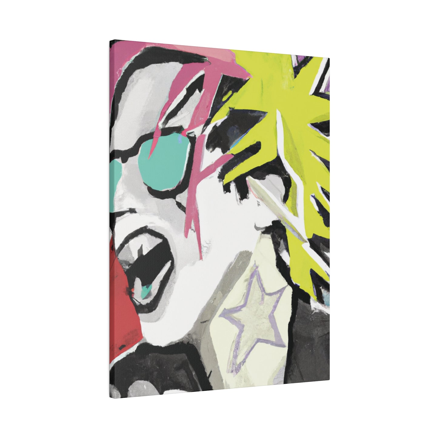 9589K - Rockstar Painting Print | Face | Abstract | Poster | Home Decor | Wall Art | Music Art | Canvas