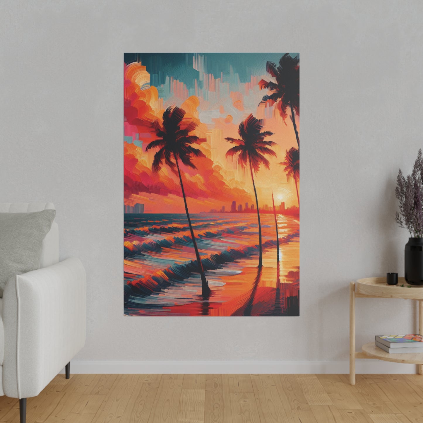 2476Z - miami beach art, sunset background, ocean art work, beach art work, sunset designs, miami beach painting, miami beach print