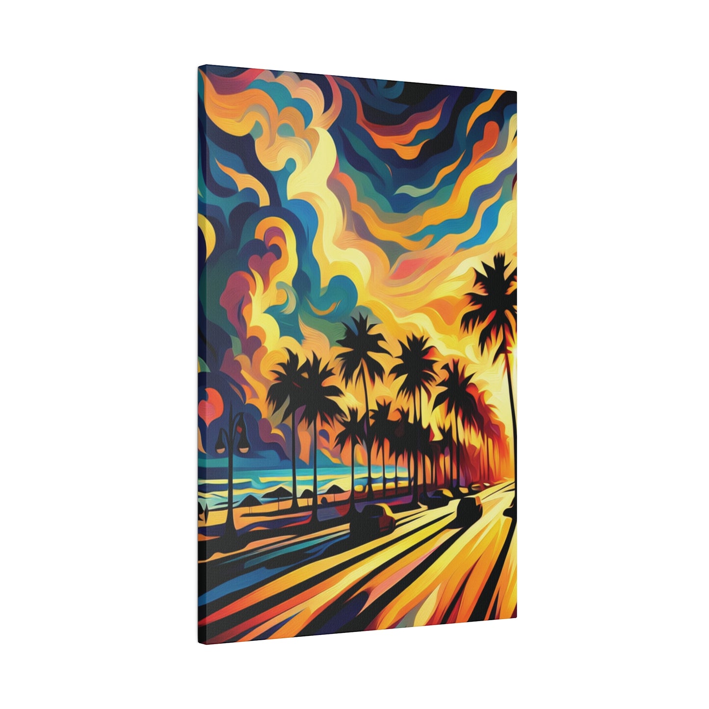 3587J - miami beach art, sunset background, ocean art work, beach art work, sunset designs, miami beach painting, miami beach print