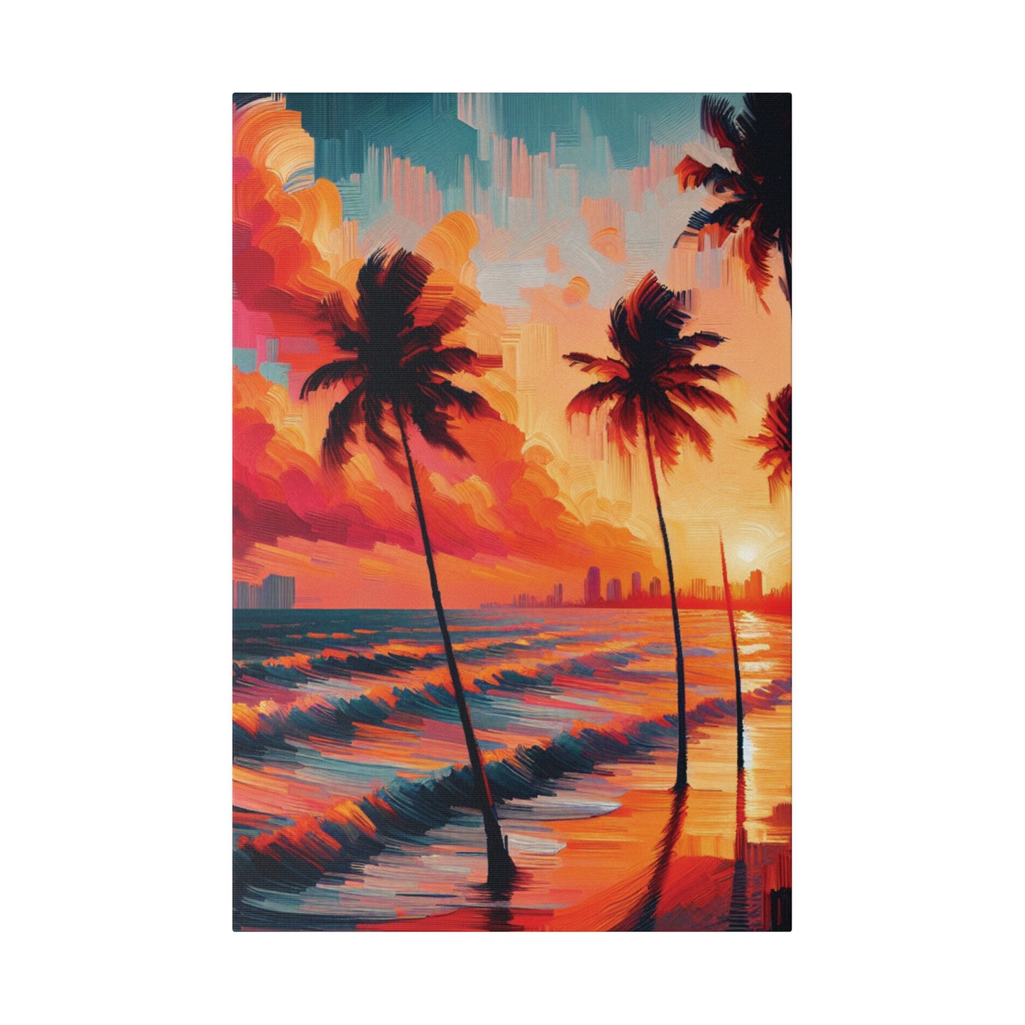 2476Z - miami beach art, sunset background, ocean art work, beach art work, sunset designs, miami beach painting, miami beach print