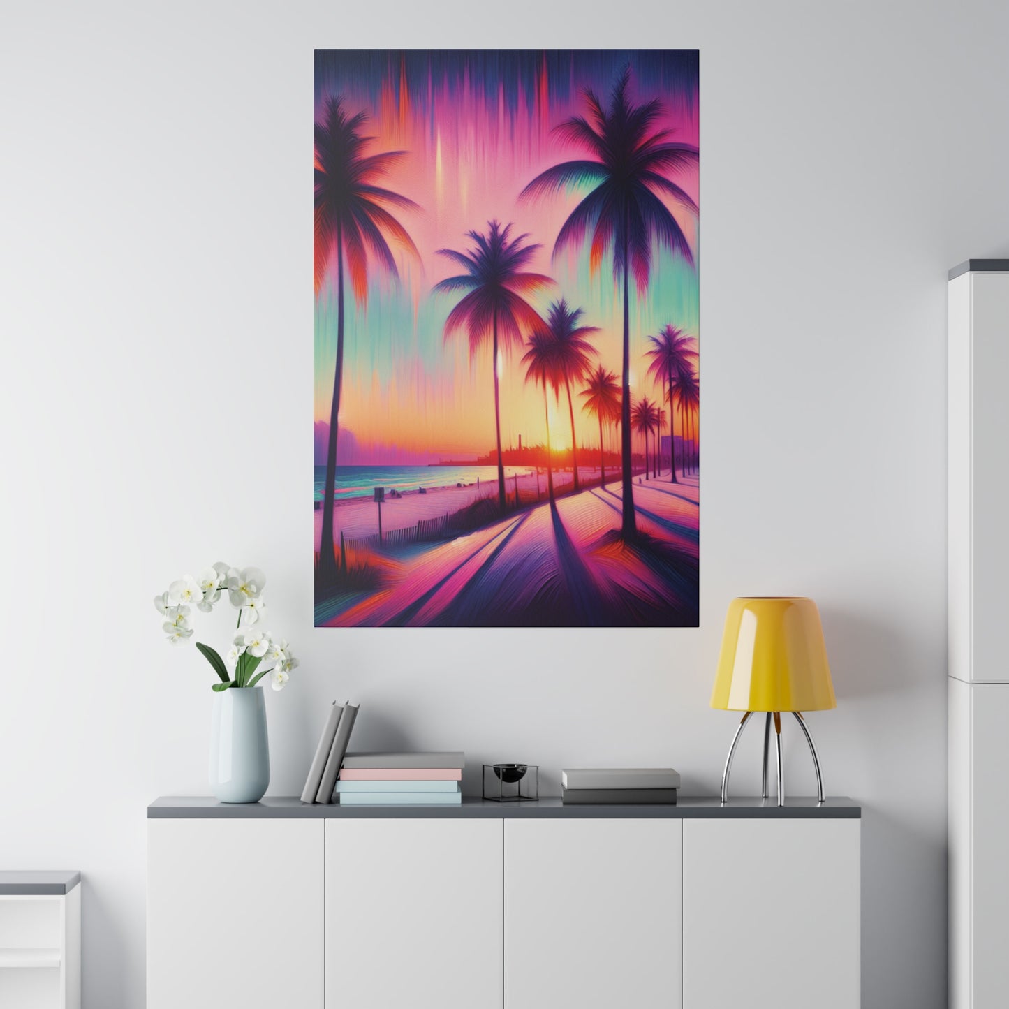 7892Z - miami beach art, sunset background, ocean art work, beach art work, sunset designs, miami beach painting, miami beach print