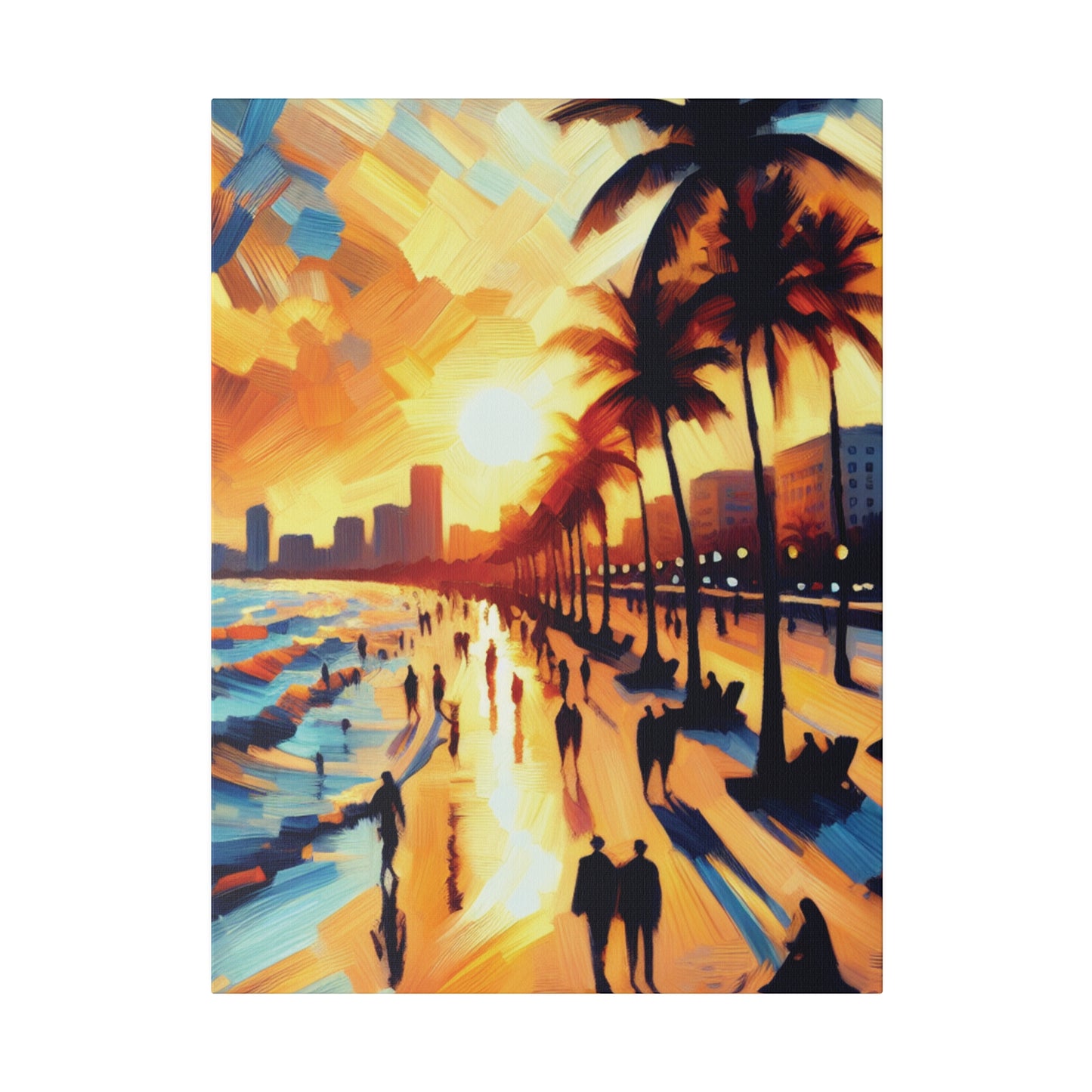 7846G - Miami Beach Sunset Painting Print | Miami | Beach | Sunset | Poster | Home Decor | Wall Art | Canvas