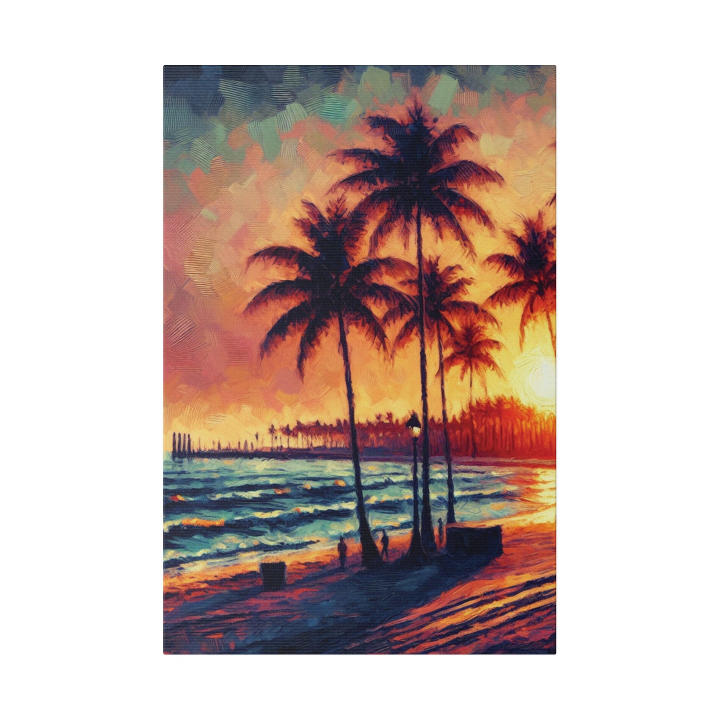 6327K - miami beach art, sunset background, ocean art work, beach art work, sunset designs, miami beach painting, miami beach print