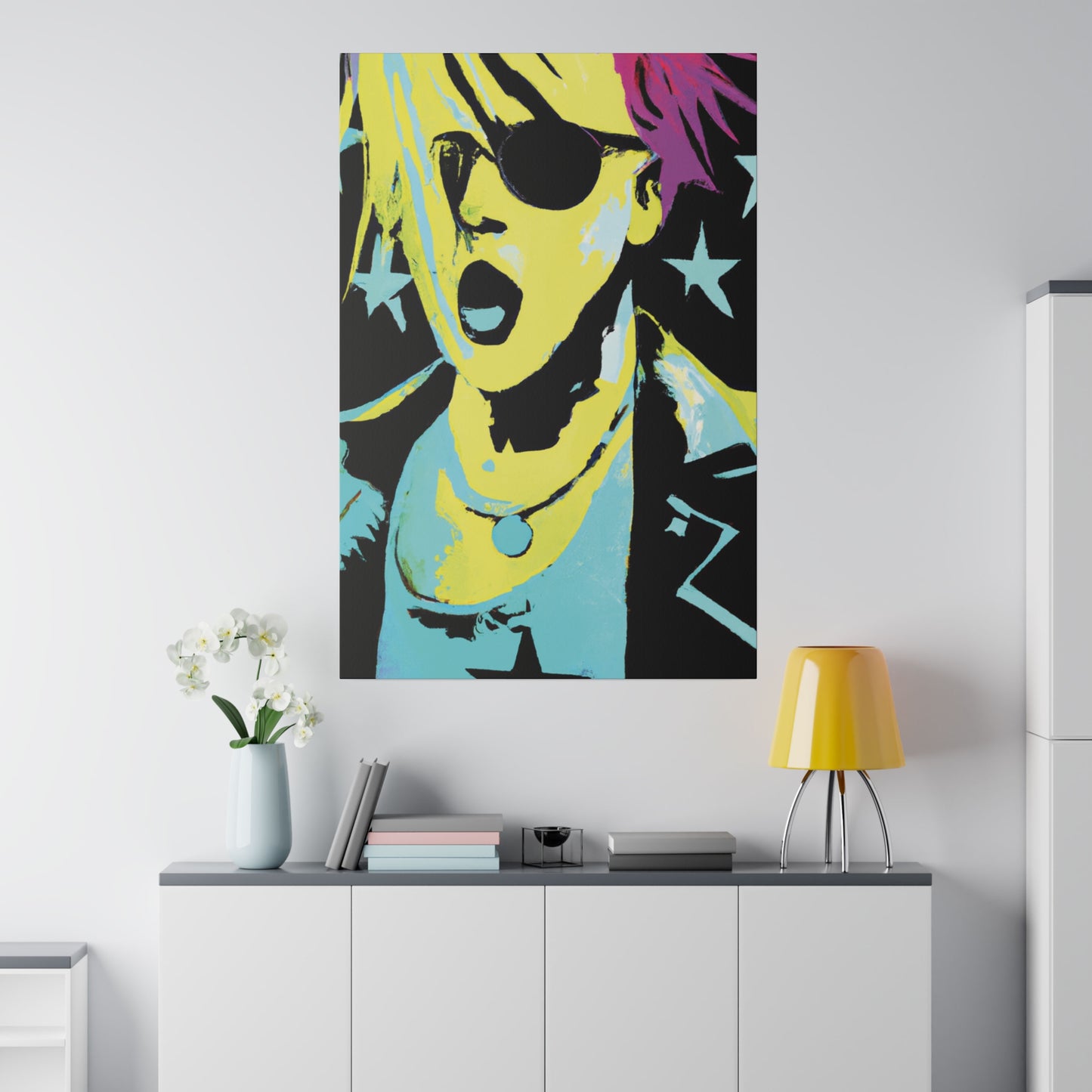 432K - Rockstar Painting Print | Face | Abstract | Poster | Home Decor | Wall Art | Music Art | Canvas