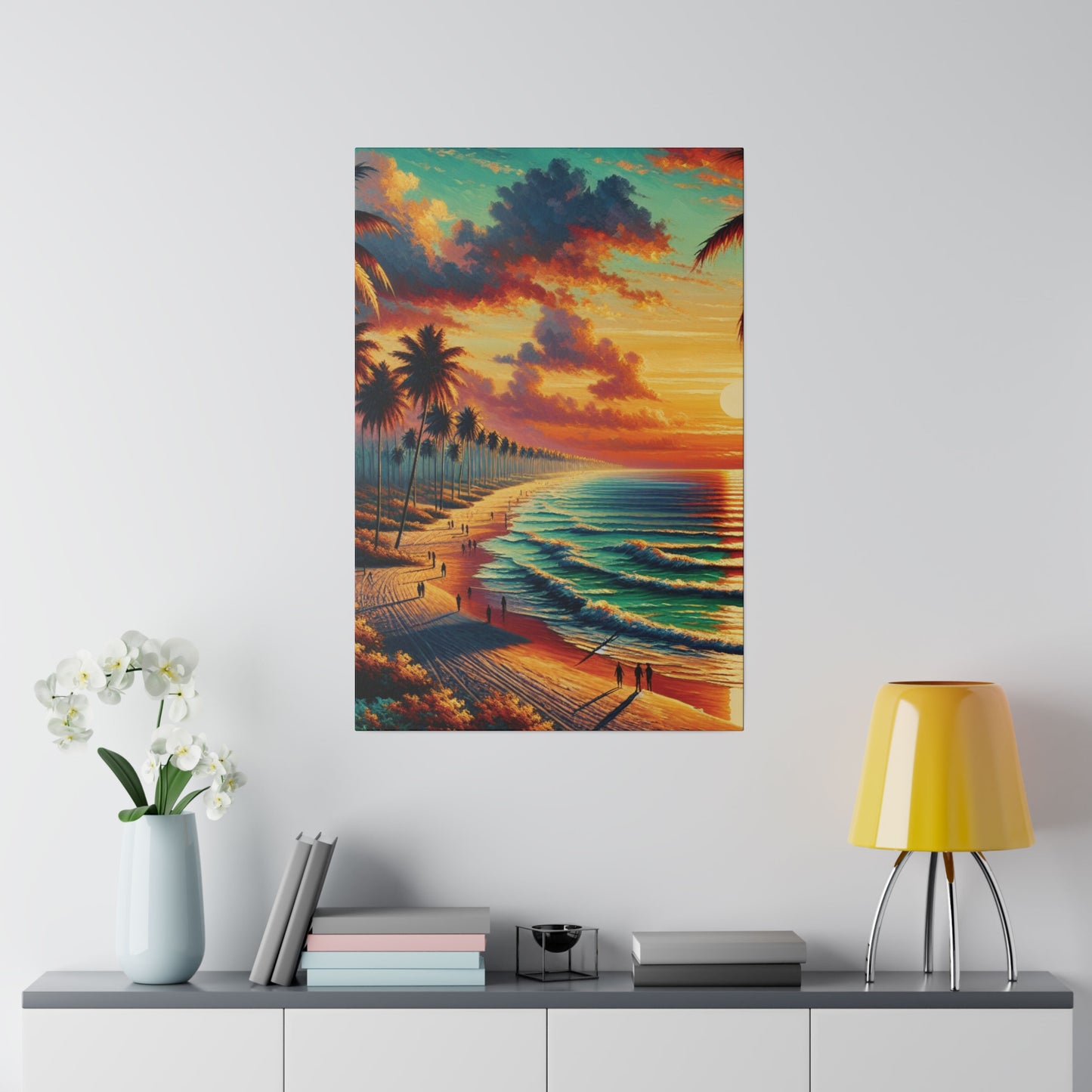 4832K - miami beach art, sunset background, ocean art work, beach art work, sunset designs, miami beach painting, miami beach print