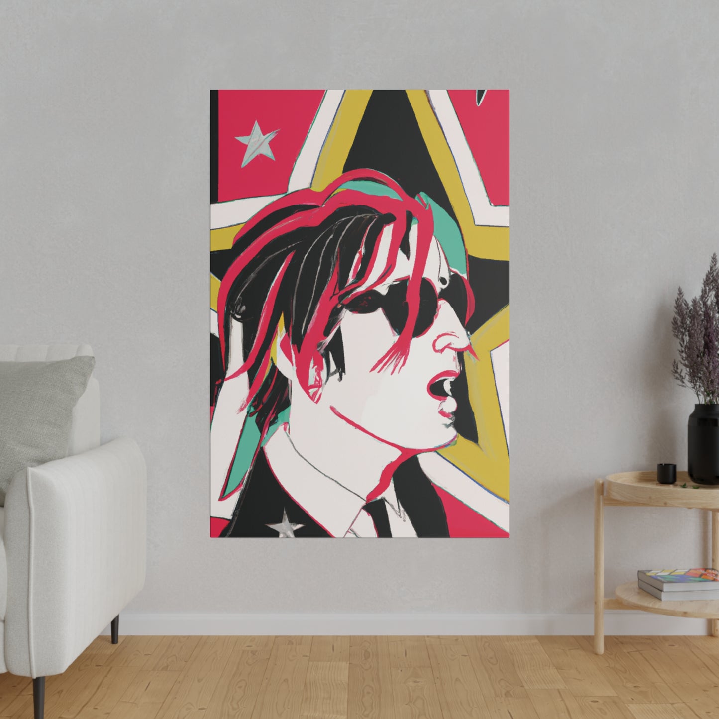 7132H - Rockstar Painting Print | Face | Abstract | Poster | Home Decor | Wall Art | Music Art | Canvas