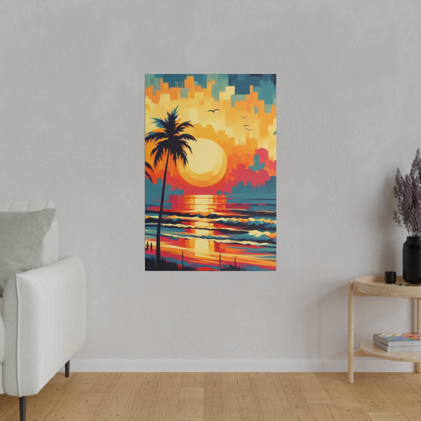 6284F - Miami Beach Sunset Painting Print | Miami | Beach | Sunset | Poster | Home Decor | Wall Art | Canvas