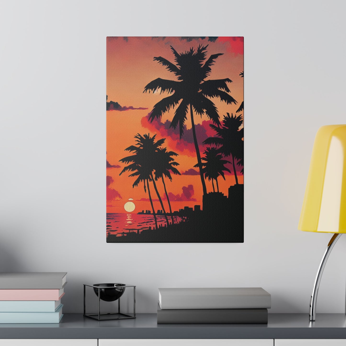 5634M - miami beach art, sunset background, ocean art work, beach art work, sunset designs, miami beach painting, miami beach print