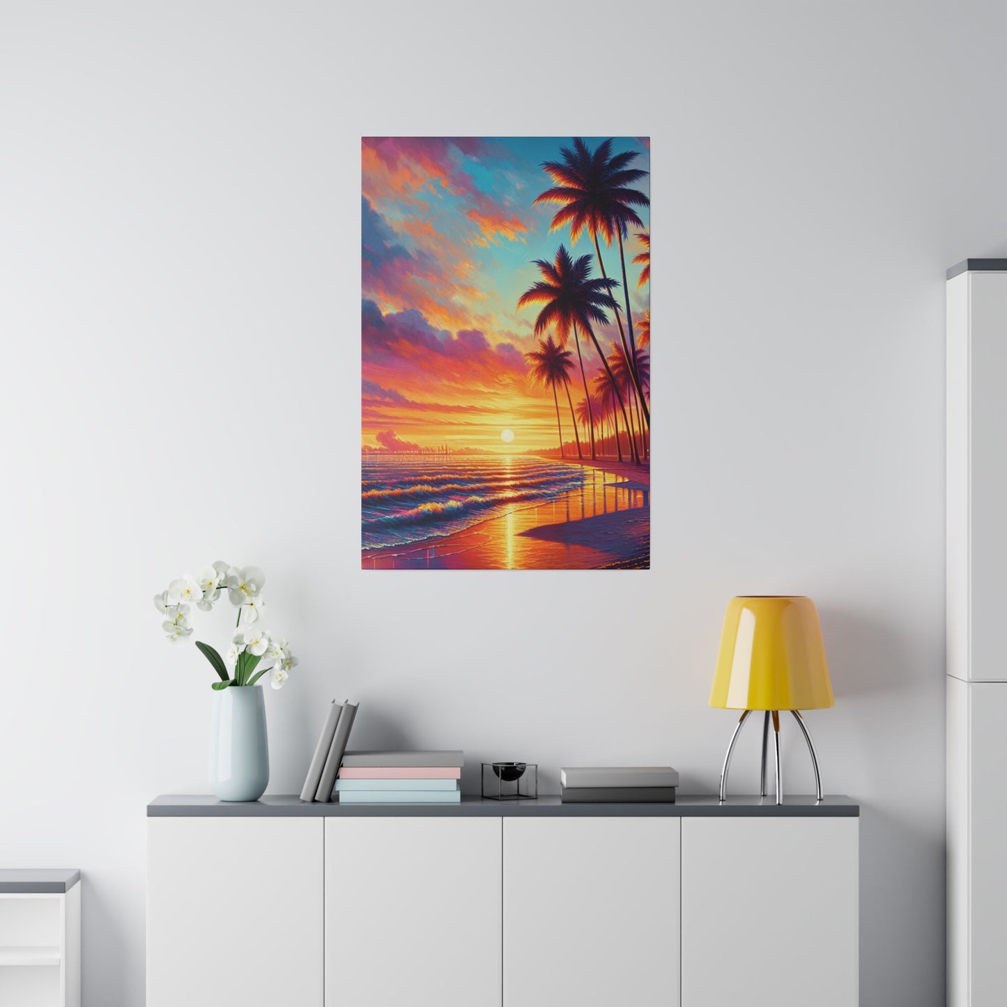 2398K - miami beach art, sunset background, ocean art work, beach art work, sunset designs, miami beach painting, miami beach print