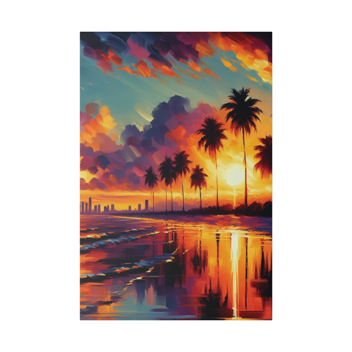 6720B - miami beach art, sunset background, ocean art work, beach art work, sunset designs, miami beach painting, miami beach print