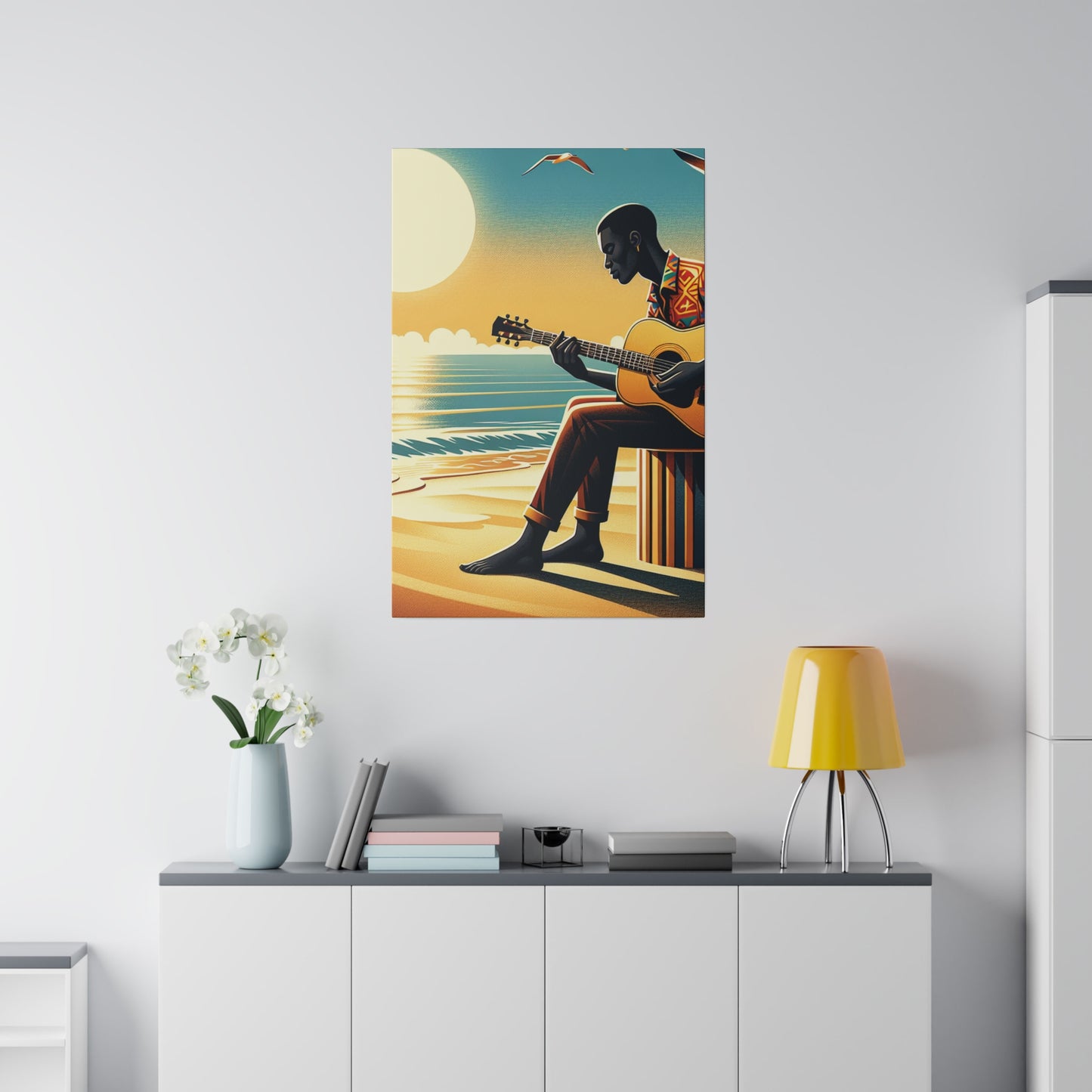 3127J - music art work, musician gift ideas, sunset background, sunset designs, ocean art work, beach art work, guitar art work, guitar player