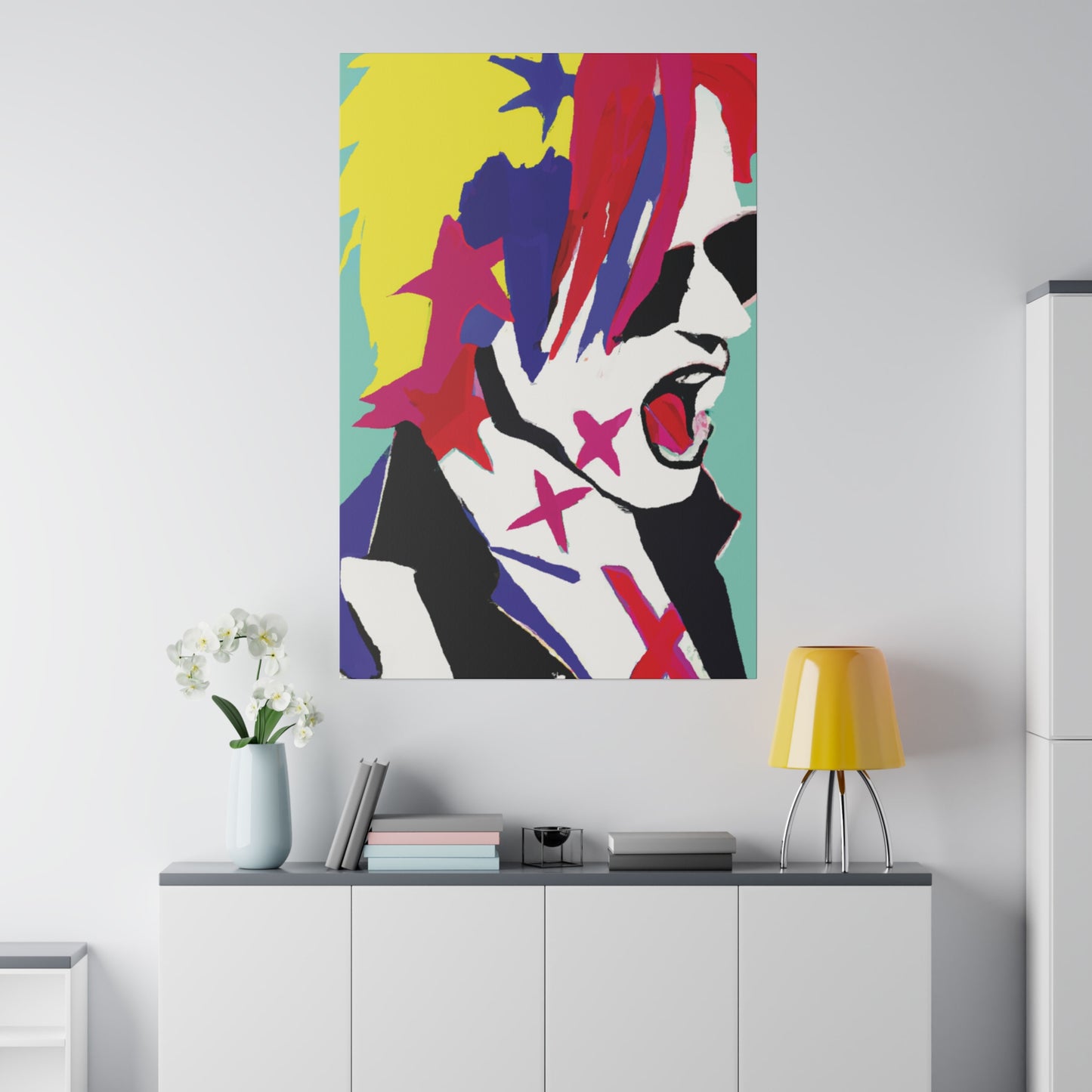 2548K - Rockstar Painting Print | Face | Abstract | Poster | Home Decor | Wall Art | Music Art | Canvas