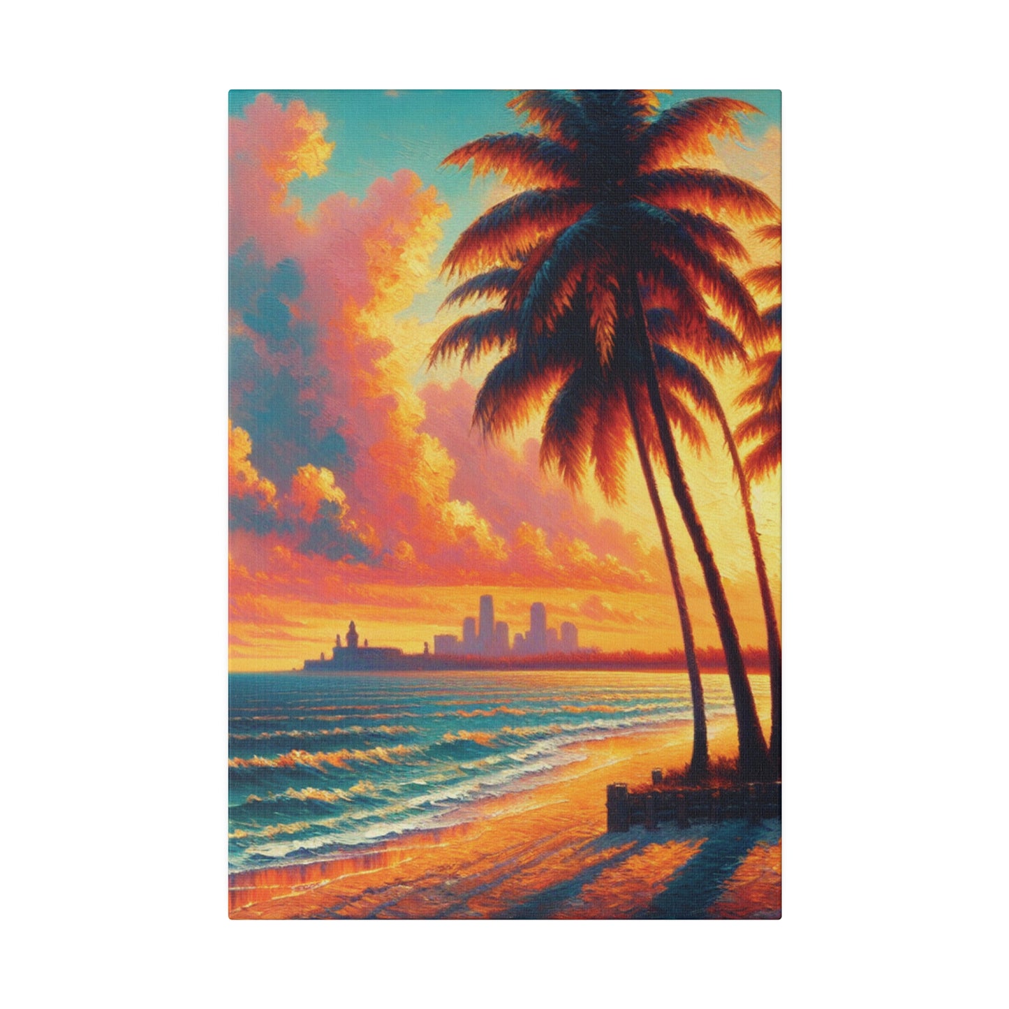 4593M - miami beach art, sunset background, ocean art work, beach art work, sunset designs, miami beach painting, miami beach print