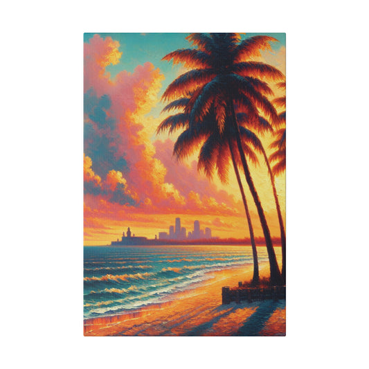 4593M - miami beach art, sunset background, ocean art work, beach art work, sunset designs, miami beach painting, miami beach print