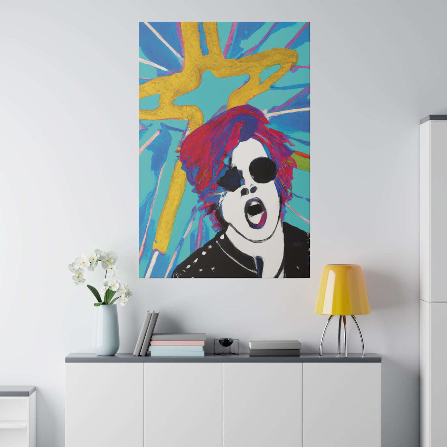 4567A - Rockstar Painting Print | Face | Abstract | Poster | Home Decor | Wall Art | Music Art | Canvas