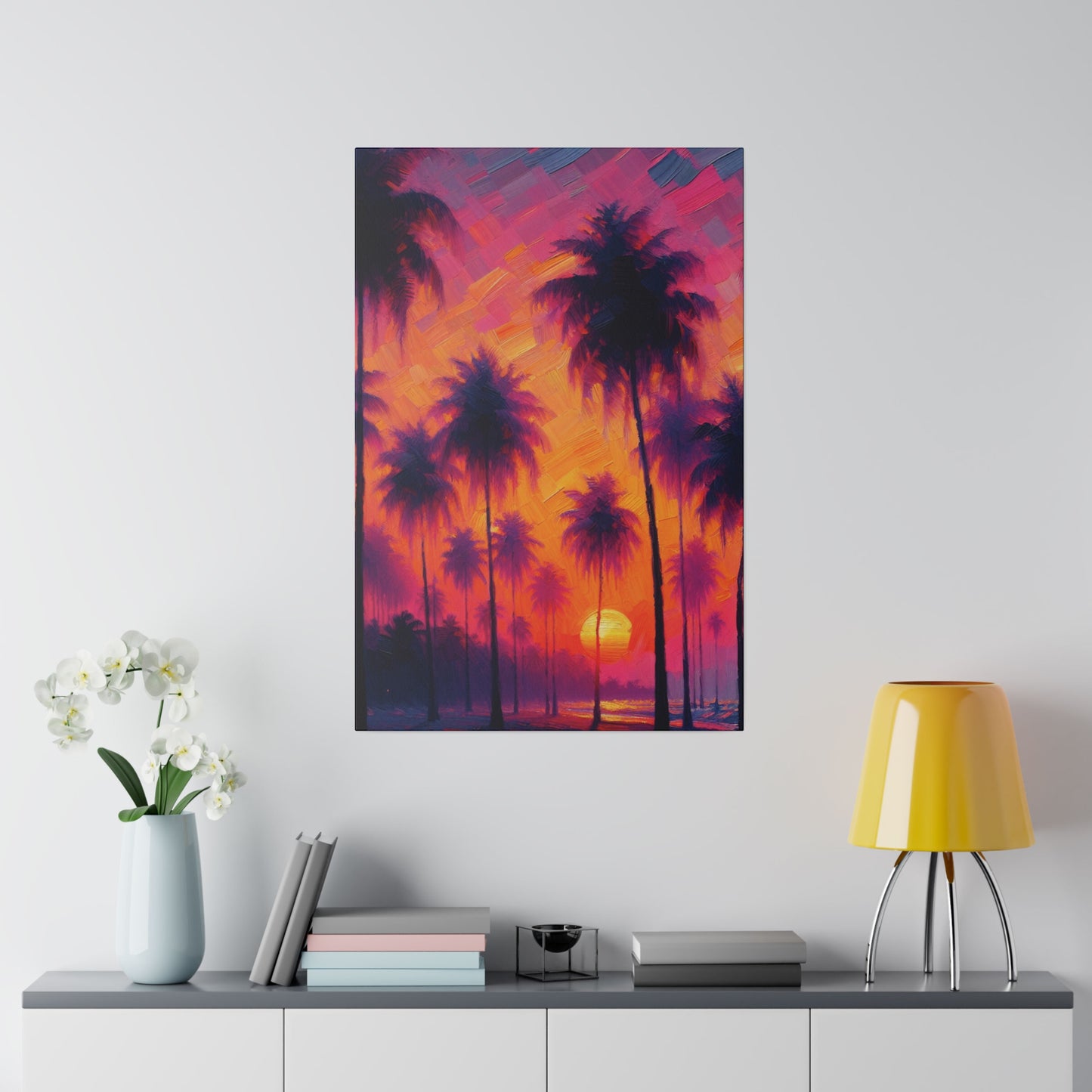 5427H - miami beach art, sunset background, ocean art work, beach art work, sunset designs, miami beach painting, miami beach print