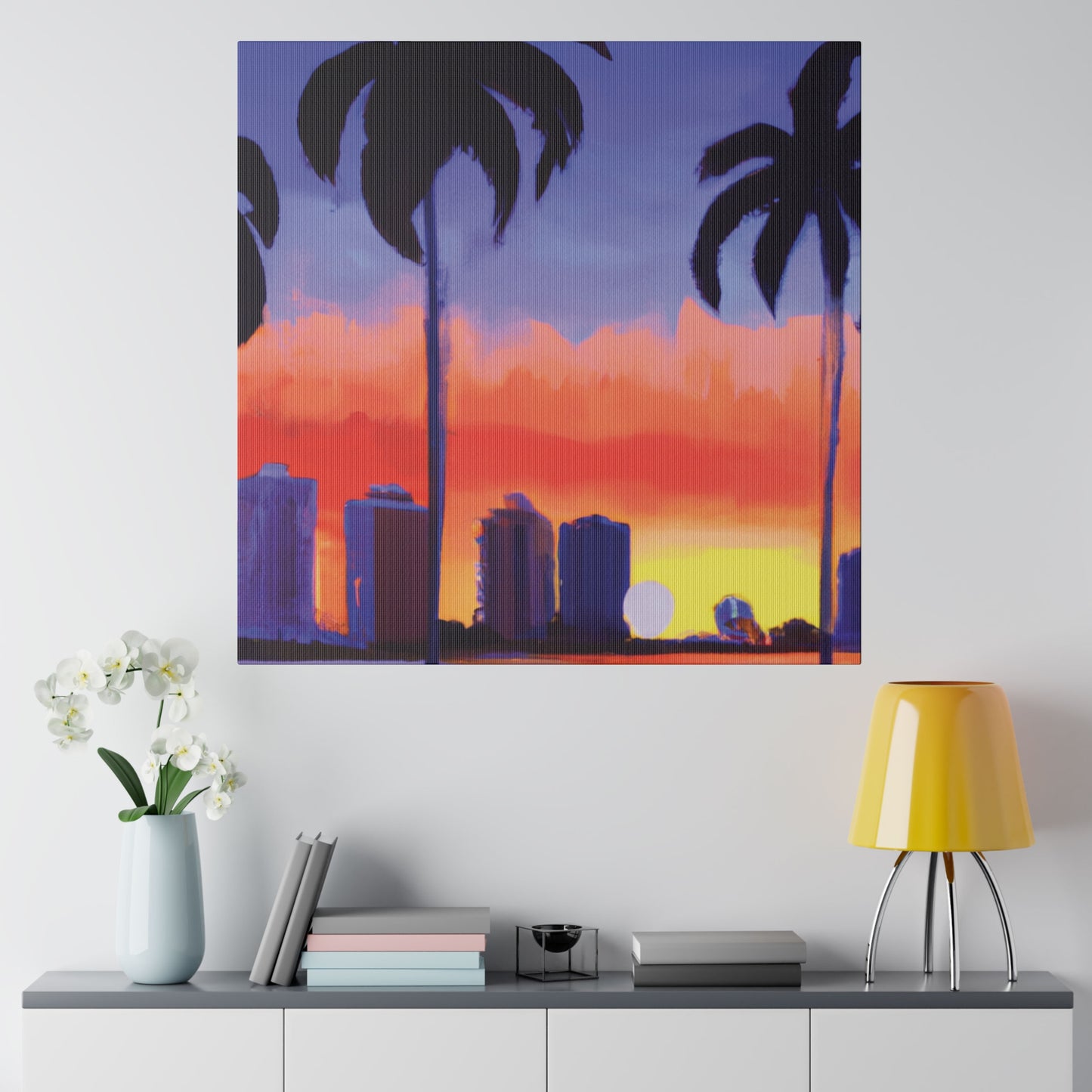 6829T - Miami Beach Sunset Painting Print | Miami | Beach | Sunset | Poster | Home Decor | Wall Art | Canvas