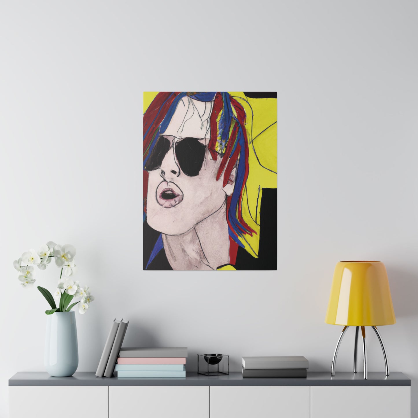 5296W - Rockstar Painting Print | Face | Abstract | Poster | Home Decor | Wall Art | Music Art | Canvas