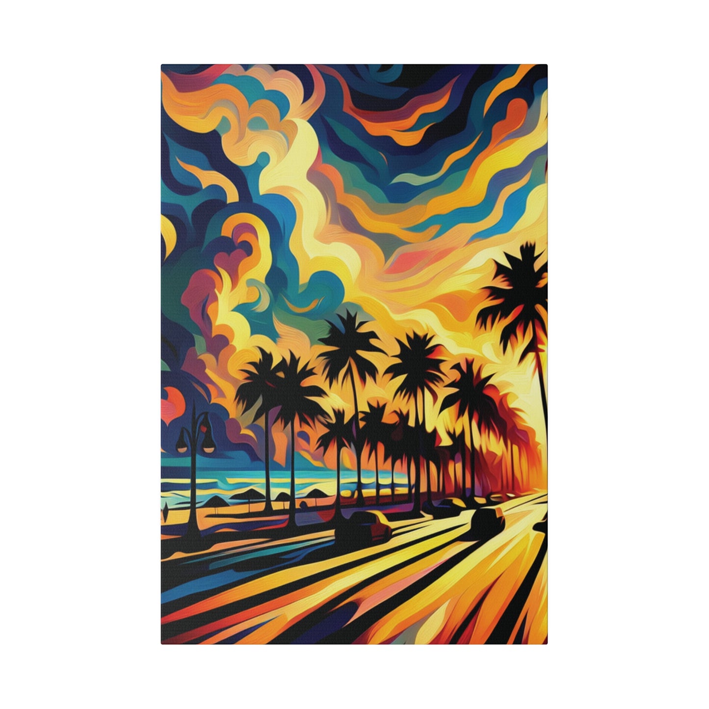 3587J - miami beach art, sunset background, ocean art work, beach art work, sunset designs, miami beach painting, miami beach print