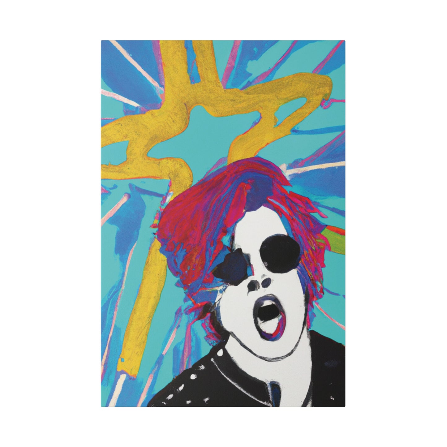 4567A - Rockstar Painting Print | Face | Abstract | Poster | Home Decor | Wall Art | Music Art | Canvas