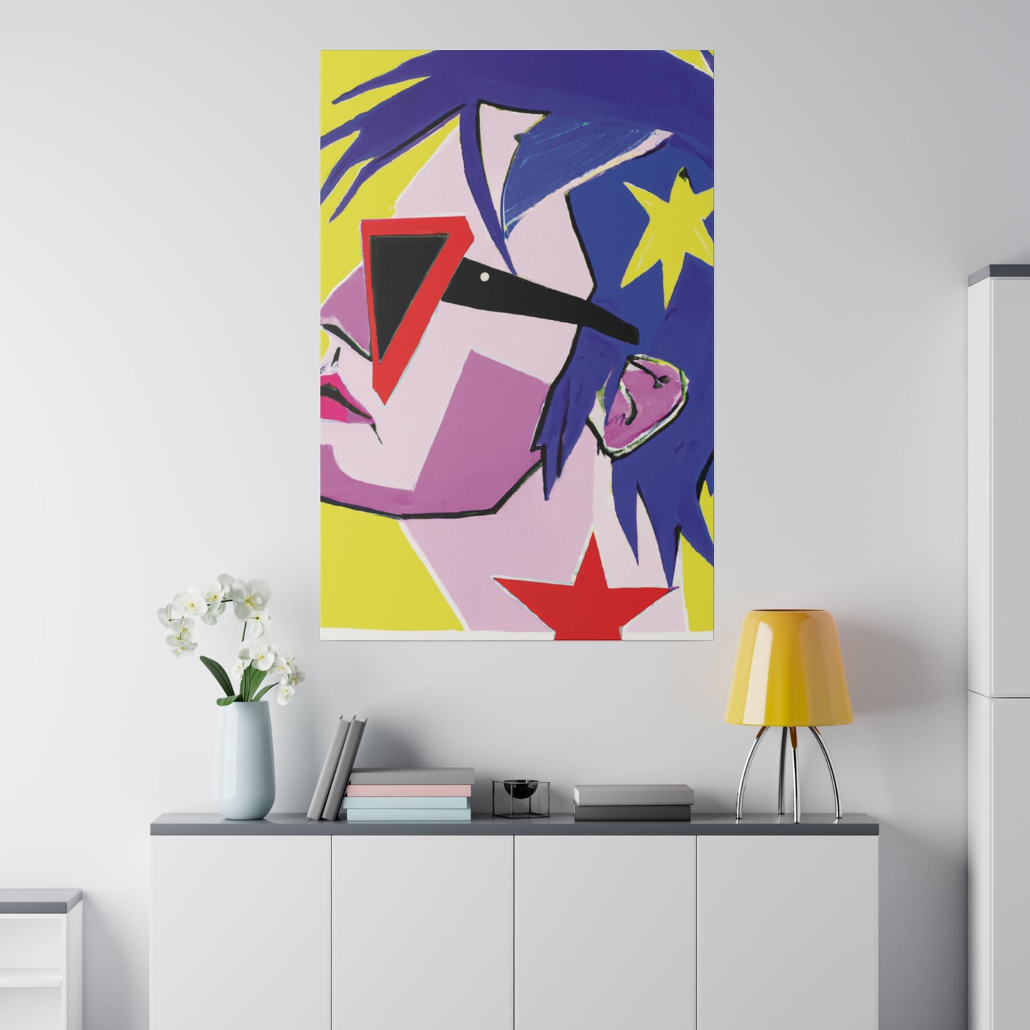 6383J - Rockstar Painting Print | Face | Abstract | Poster | Home Decor | Wall Art | Music Art | Canvas