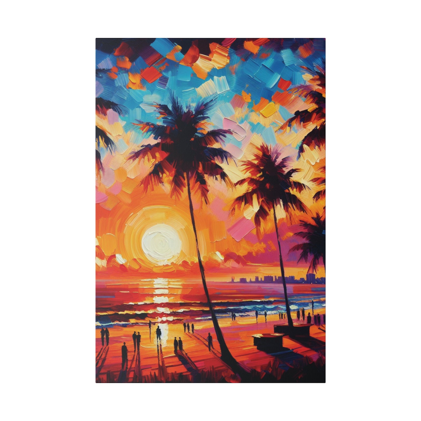 9753F - miami beach art, sunset background, ocean art work, beach art work, sunset designs, miami beach painting, miami beach print