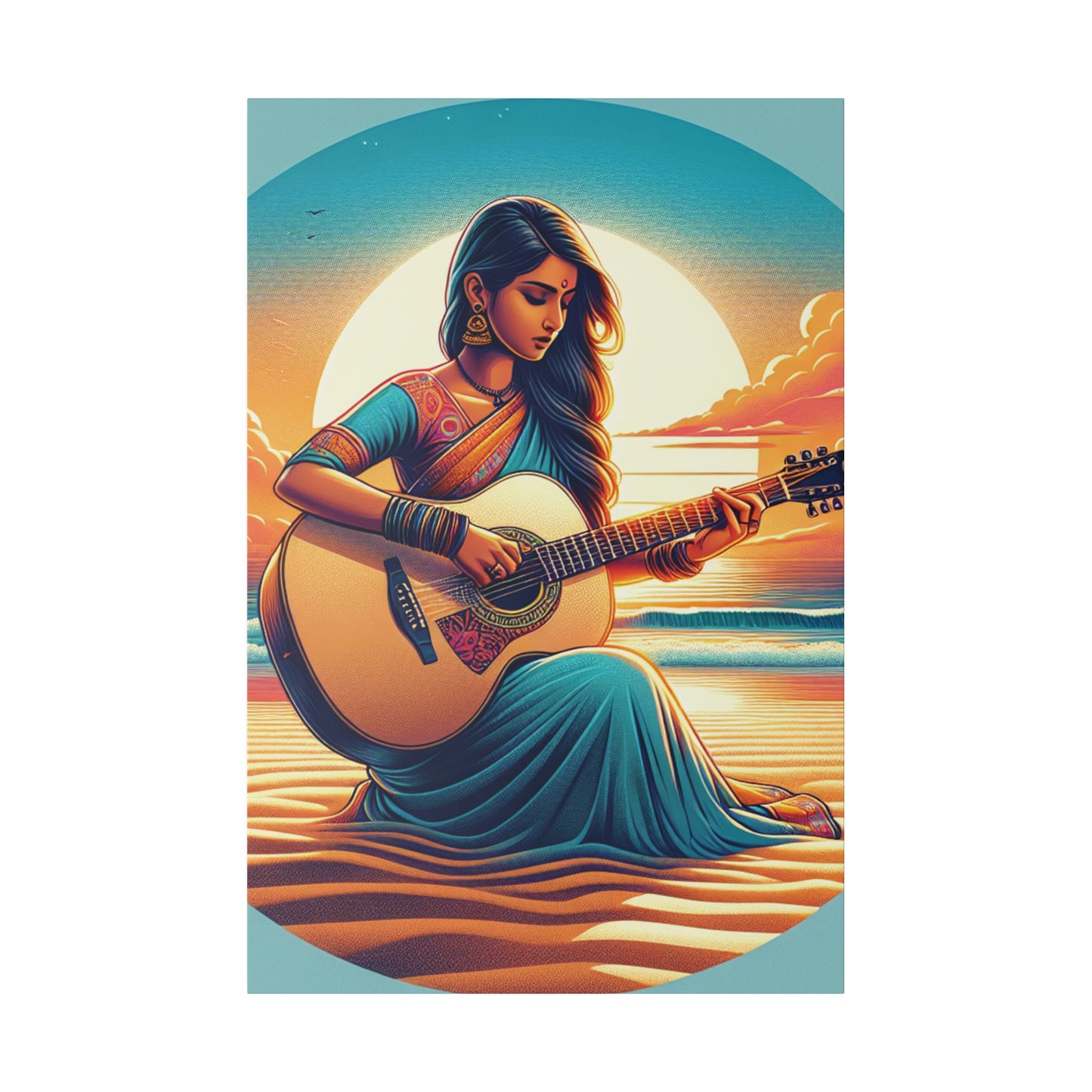 2547G - music art work, musician gift ideas, sunset background, sunset designs, ocean art work, beach art work, guitar art work, guitar player