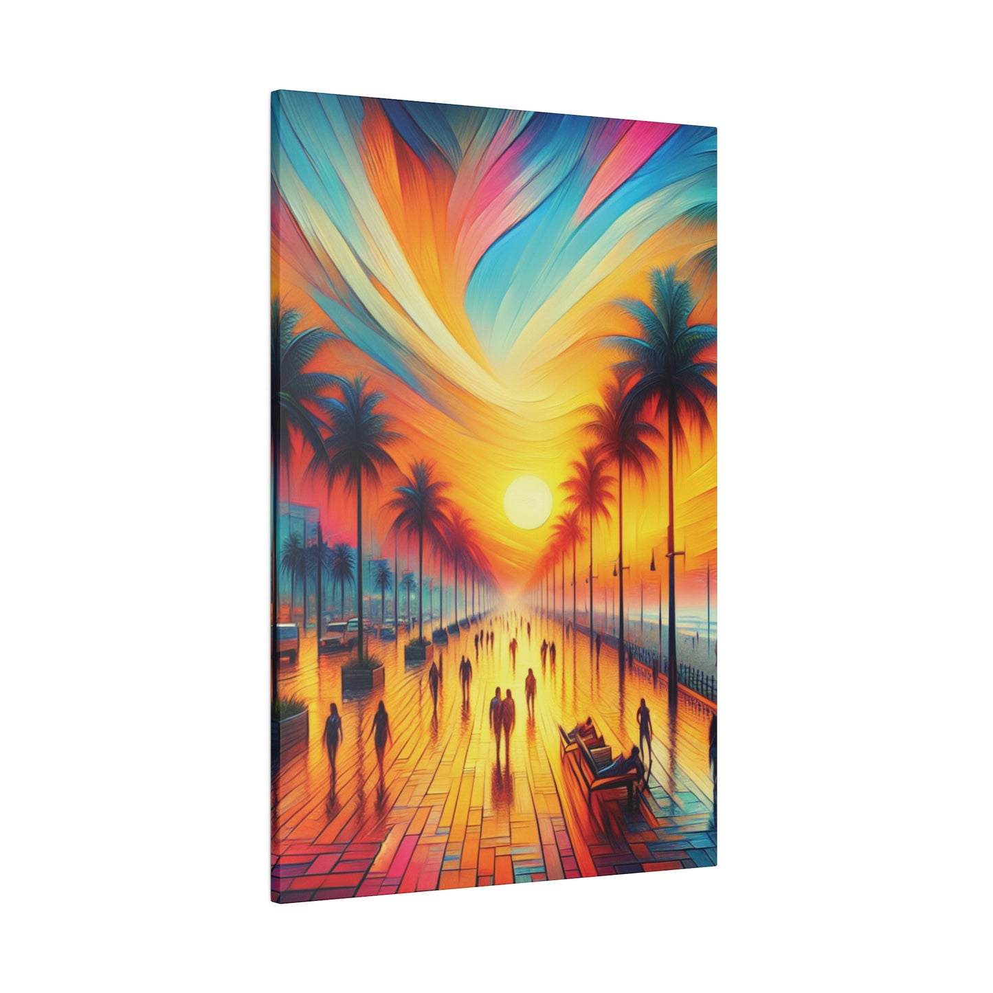 5683C - miami beach art, sunset background, ocean art work, beach art work, sunset designs, miami beach painting, miami beach print