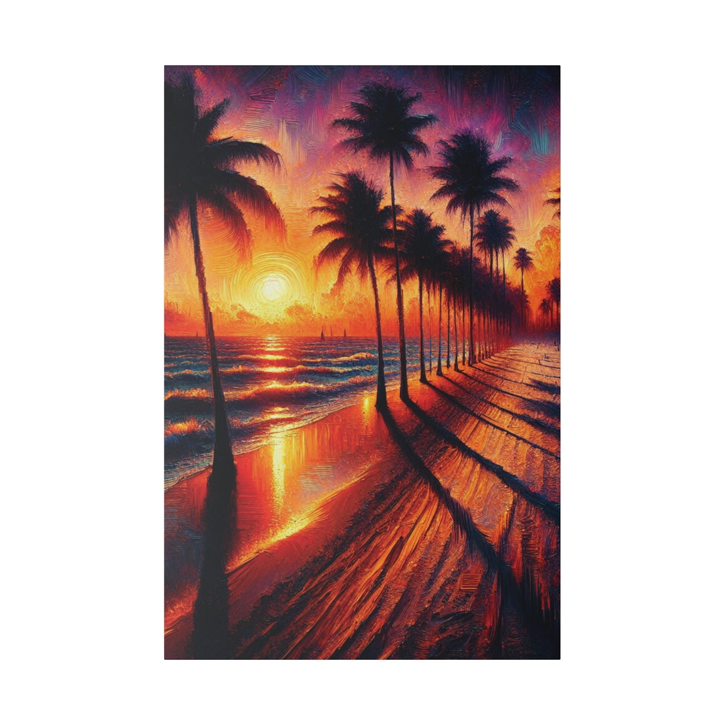 7132Q - miami beach art, sunset background, ocean art work, beach art work, sunset designs, miami beach painting, miami beach print