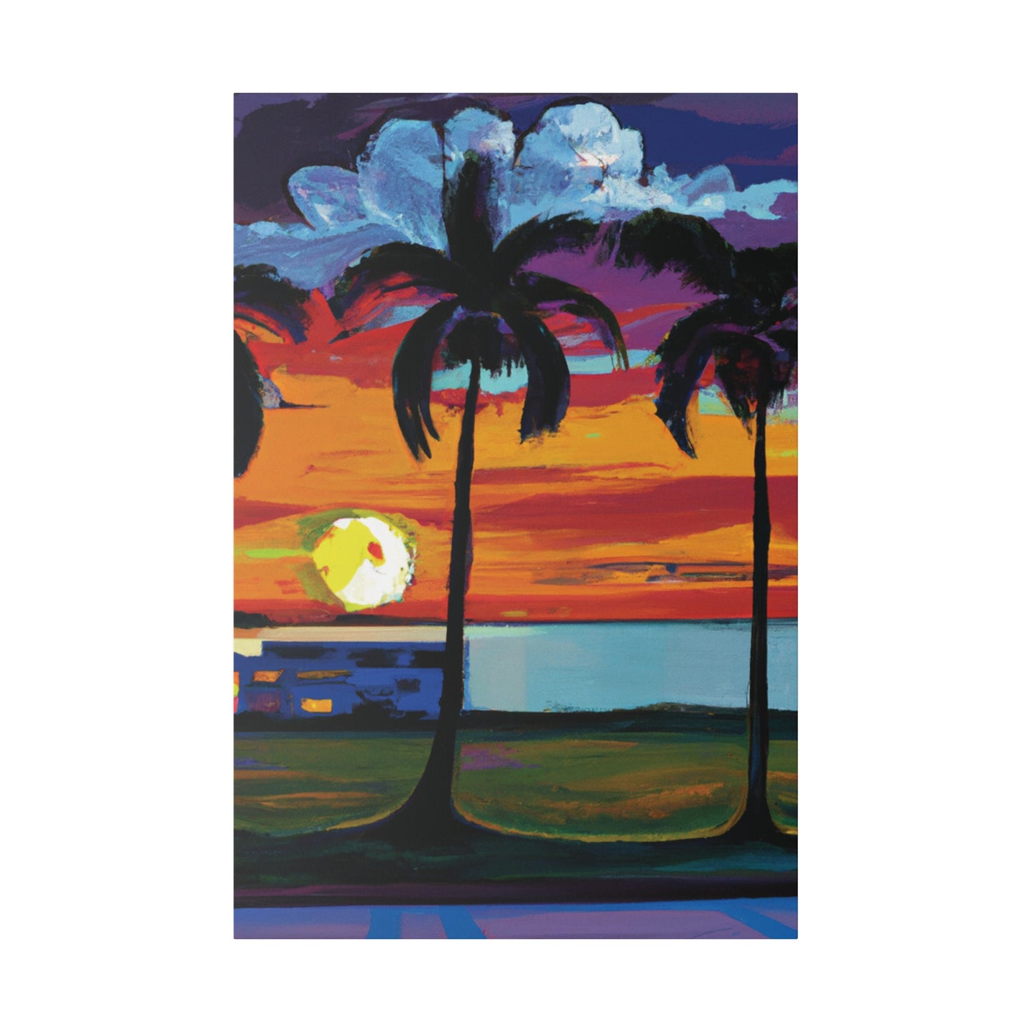 1676M - Miami Beach Sunset Painting Print | Miami | Beach | Sunset | Poster | Home Decor | Wall Art | Canvas