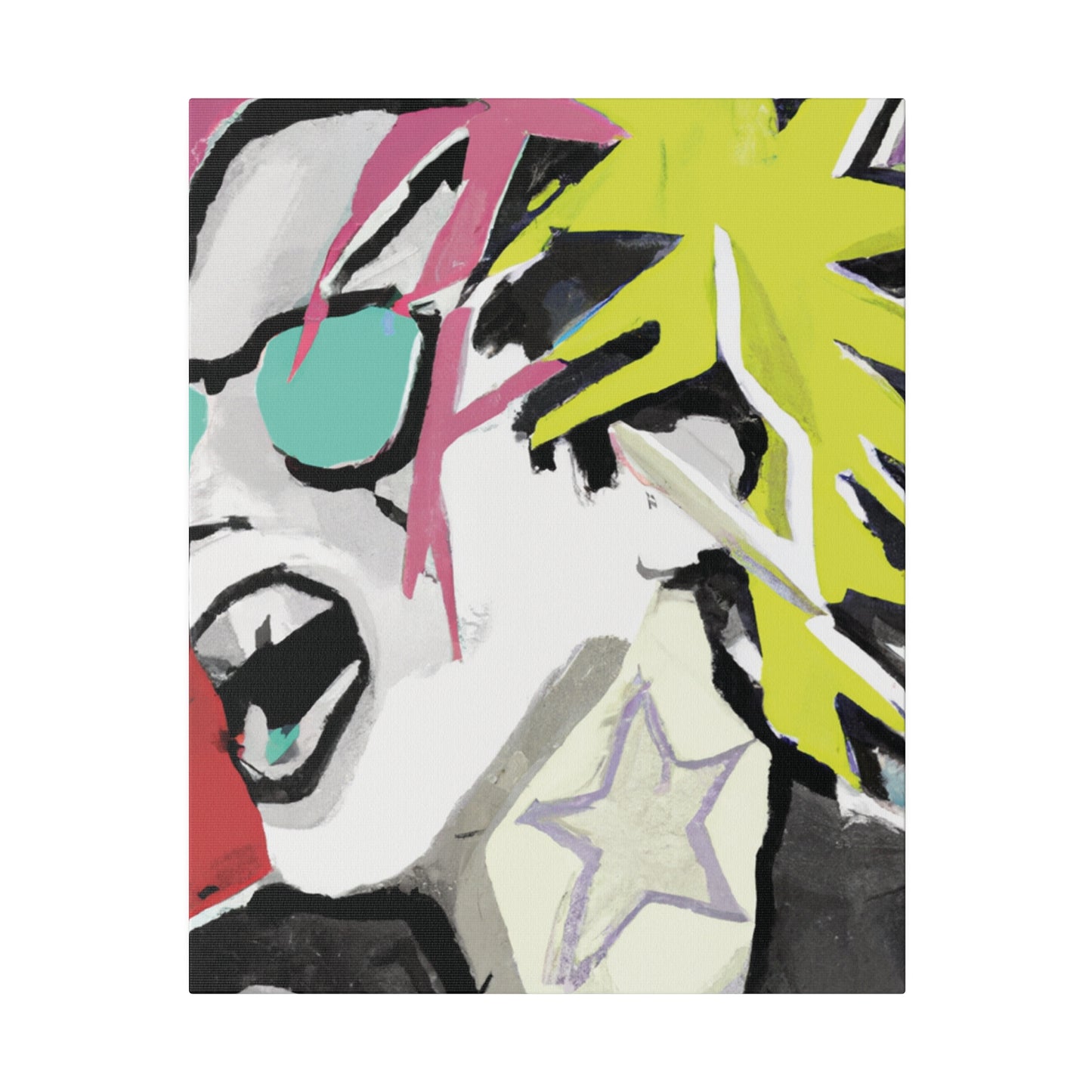 9589K - Rockstar Painting Print | Face | Abstract | Poster | Home Decor | Wall Art | Music Art | Canvas