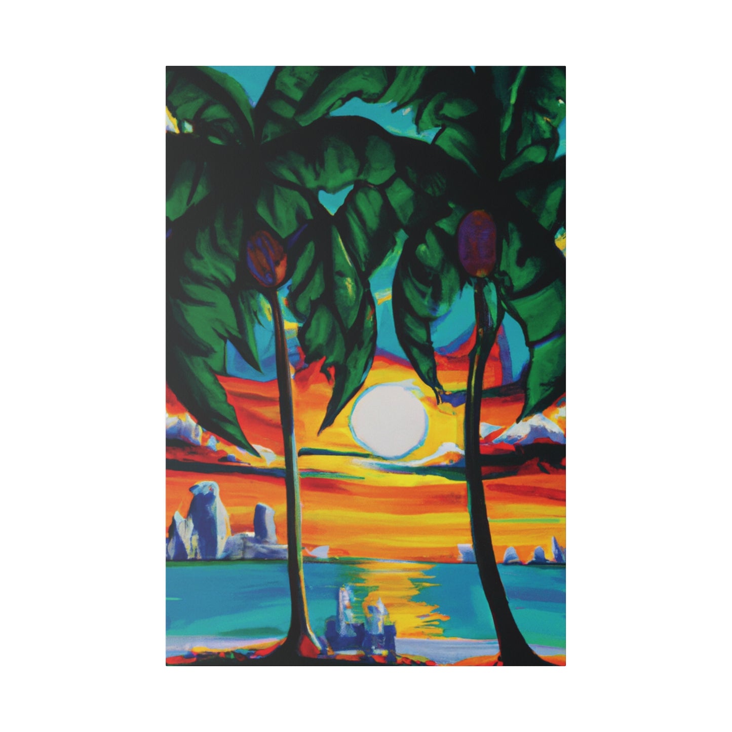 7643V - Miami Beach Sunset Painting Print | Miami | Beach | Sunset | Poster | Home Decor | Wall Art | Canvas