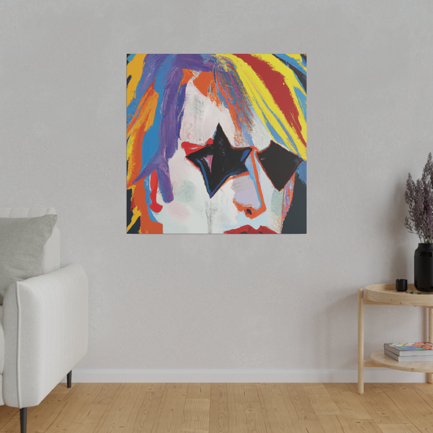 5673A - Rockstar Painting Print | Face | Abstract | Poster | Home Decor | Wall Art | Music Art | Canvas