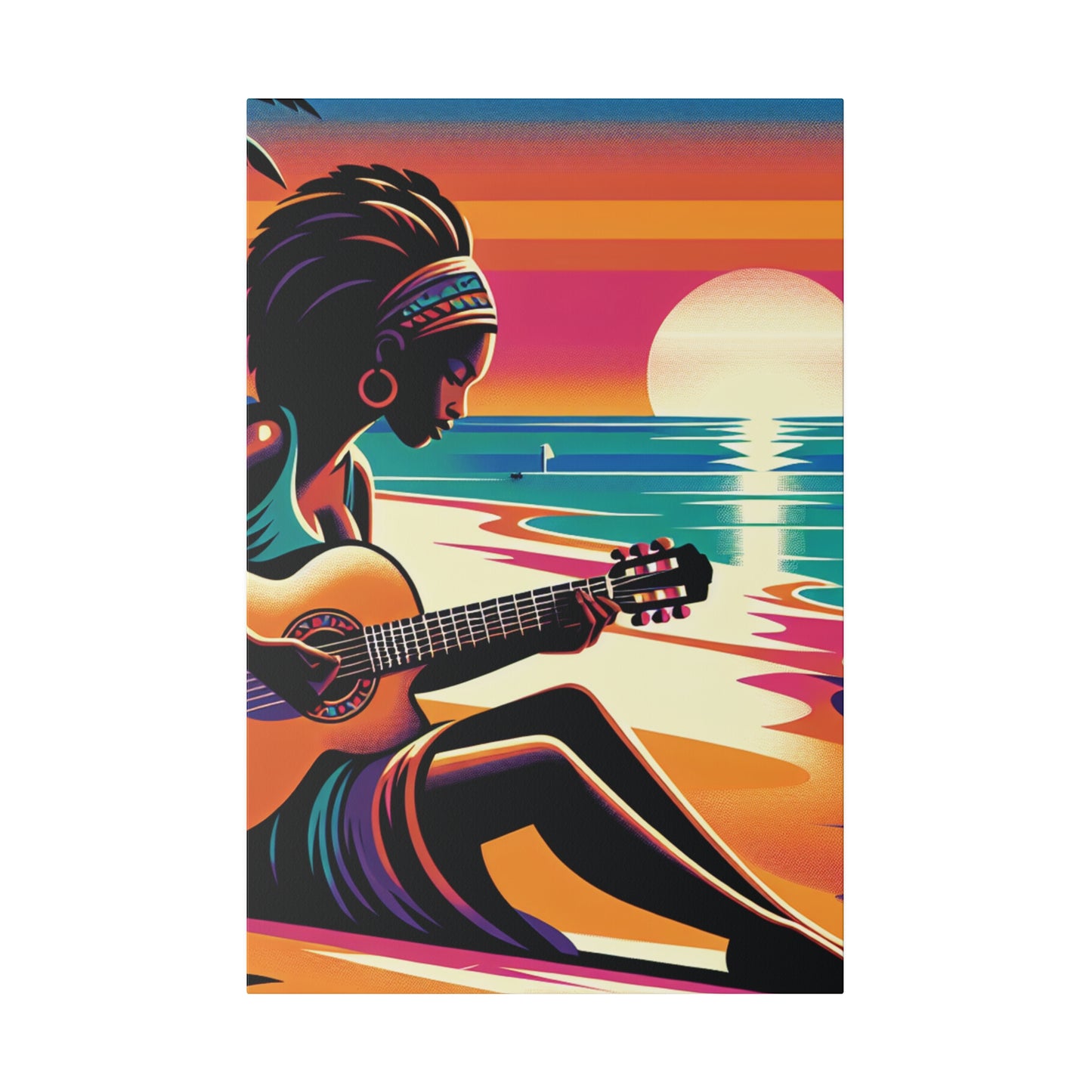 6493G - music art work, musician gift ideas, sunset background, sunset designs, ocean art work, beach art work, guitar art work, guitar player