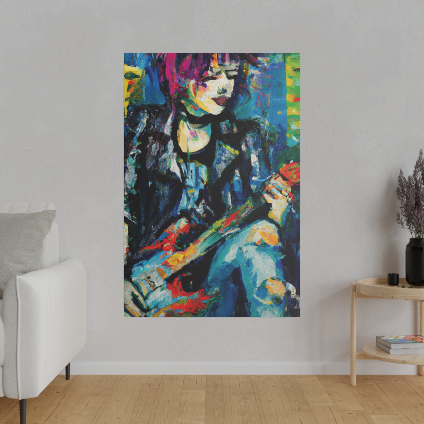 9733T - Rockstar Oil Painting Style Print | Poster | Home Decor | Wall Art | Music Art | Canvas
