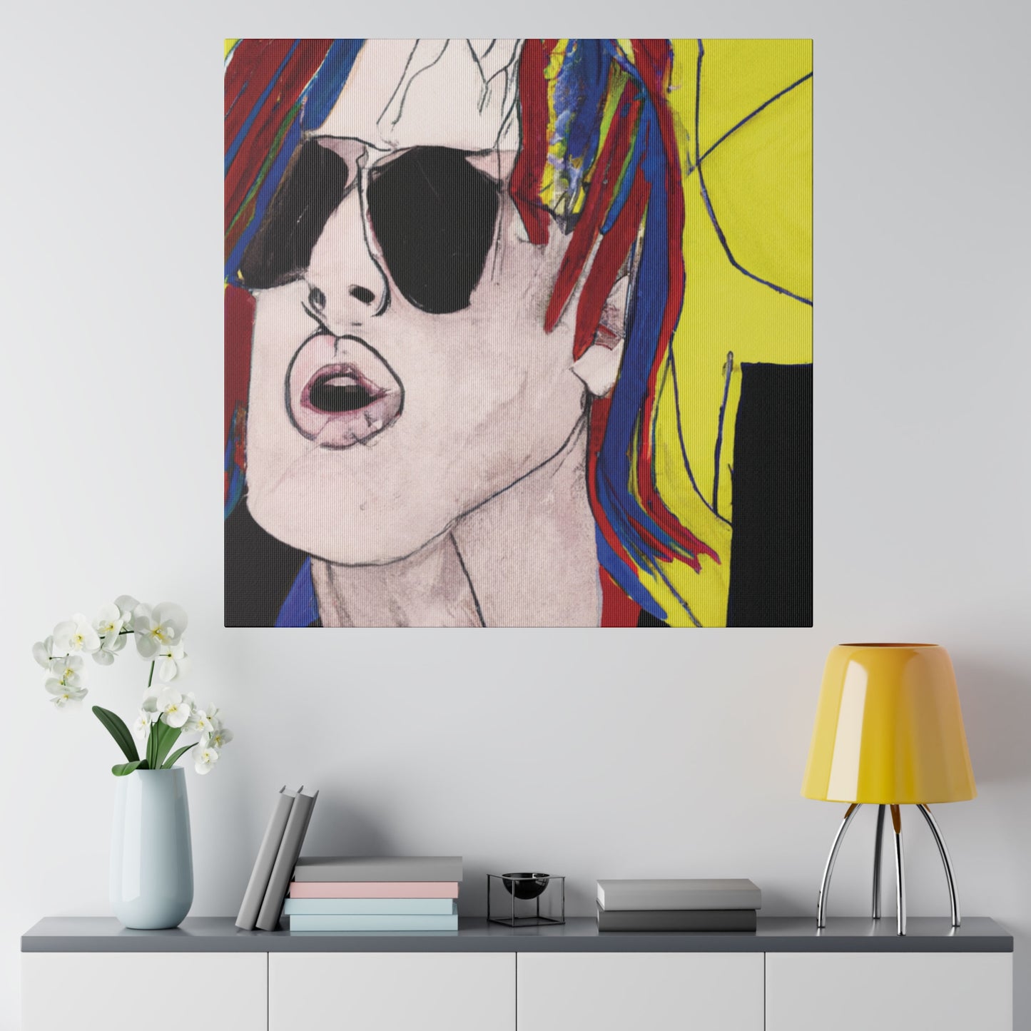 5296W - Rockstar Painting Print | Face | Abstract | Poster | Home Decor | Wall Art | Music Art | Canvas