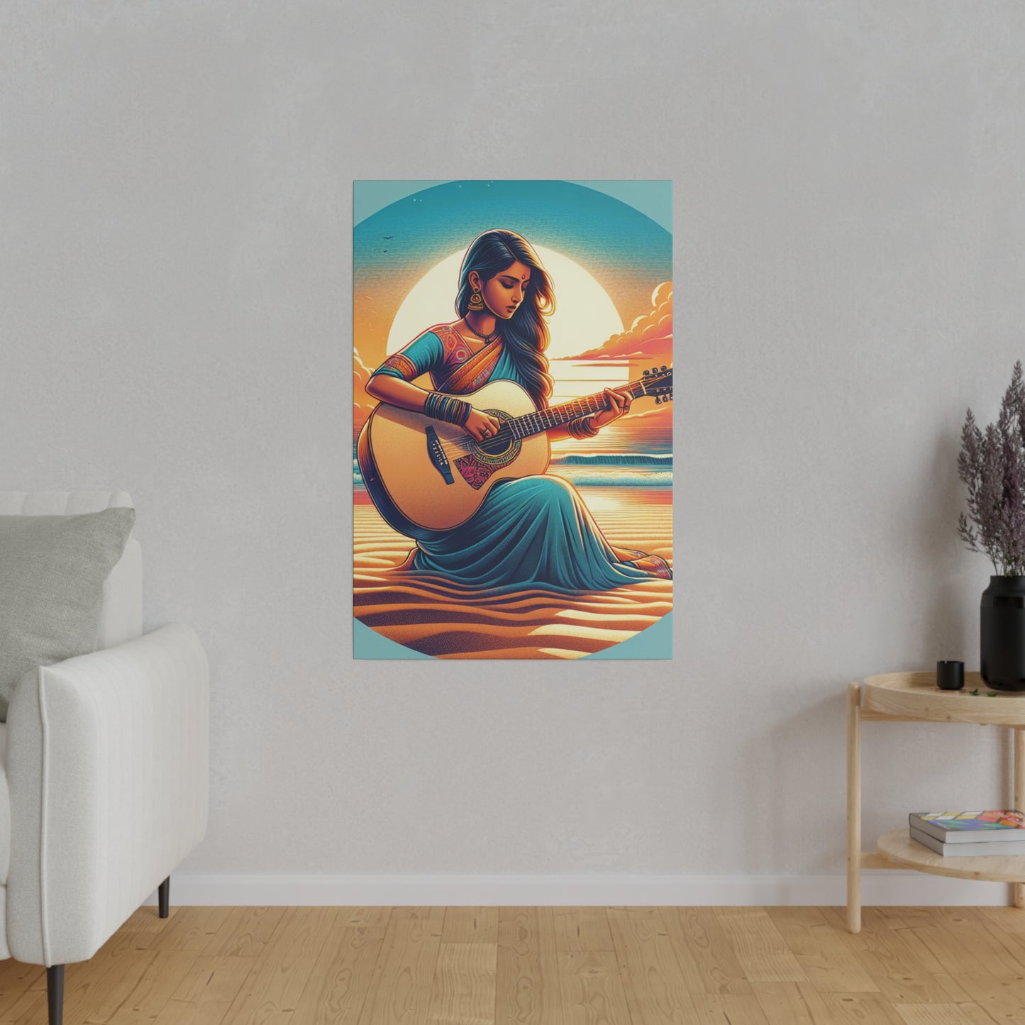 2547G - music art work, musician gift ideas, sunset background, sunset designs, ocean art work, beach art work, guitar art work, guitar player